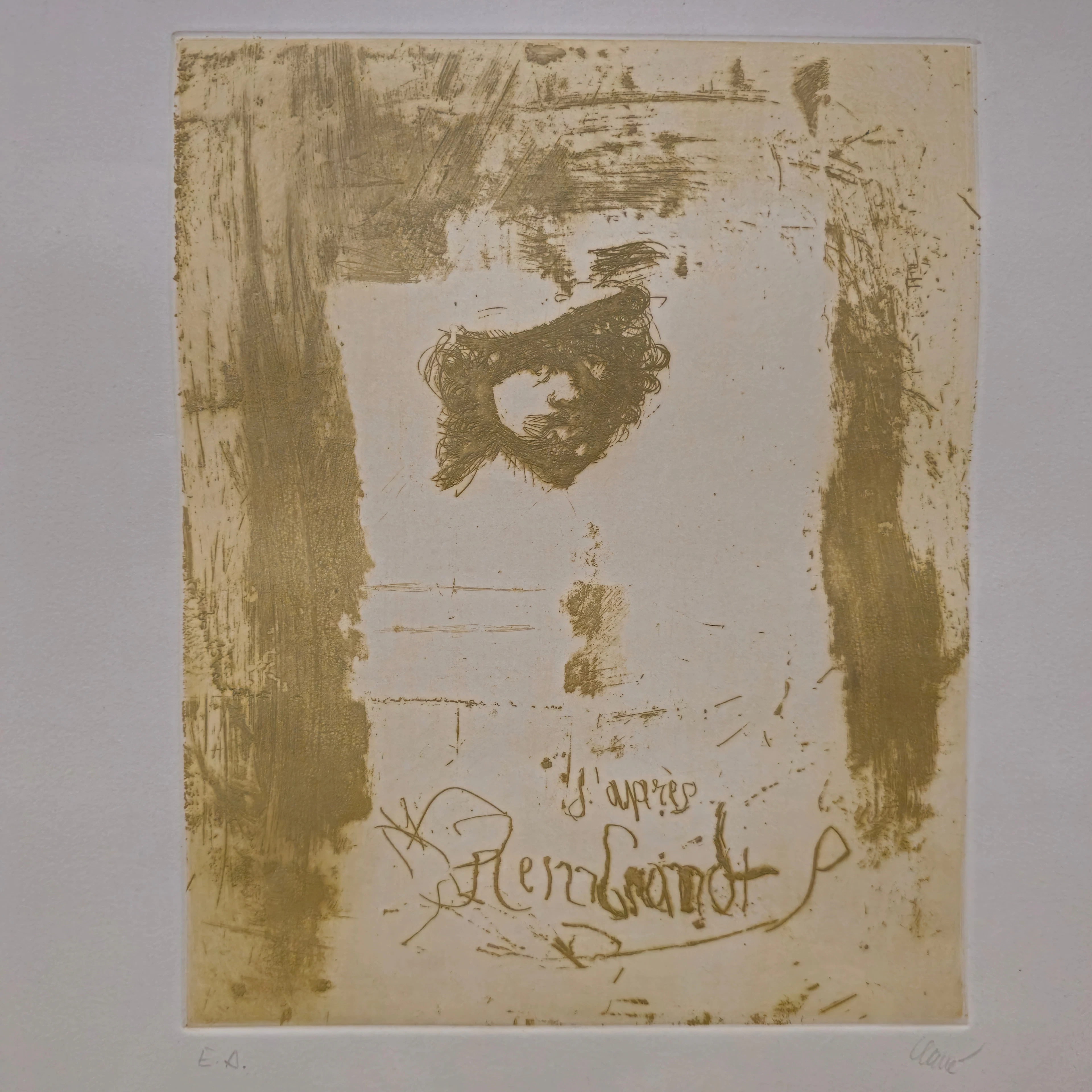ANTONI CLAVÉ SANMARTI. "D'APRÈS REMBRANDT II". GRABADO E/A. FIRMADO