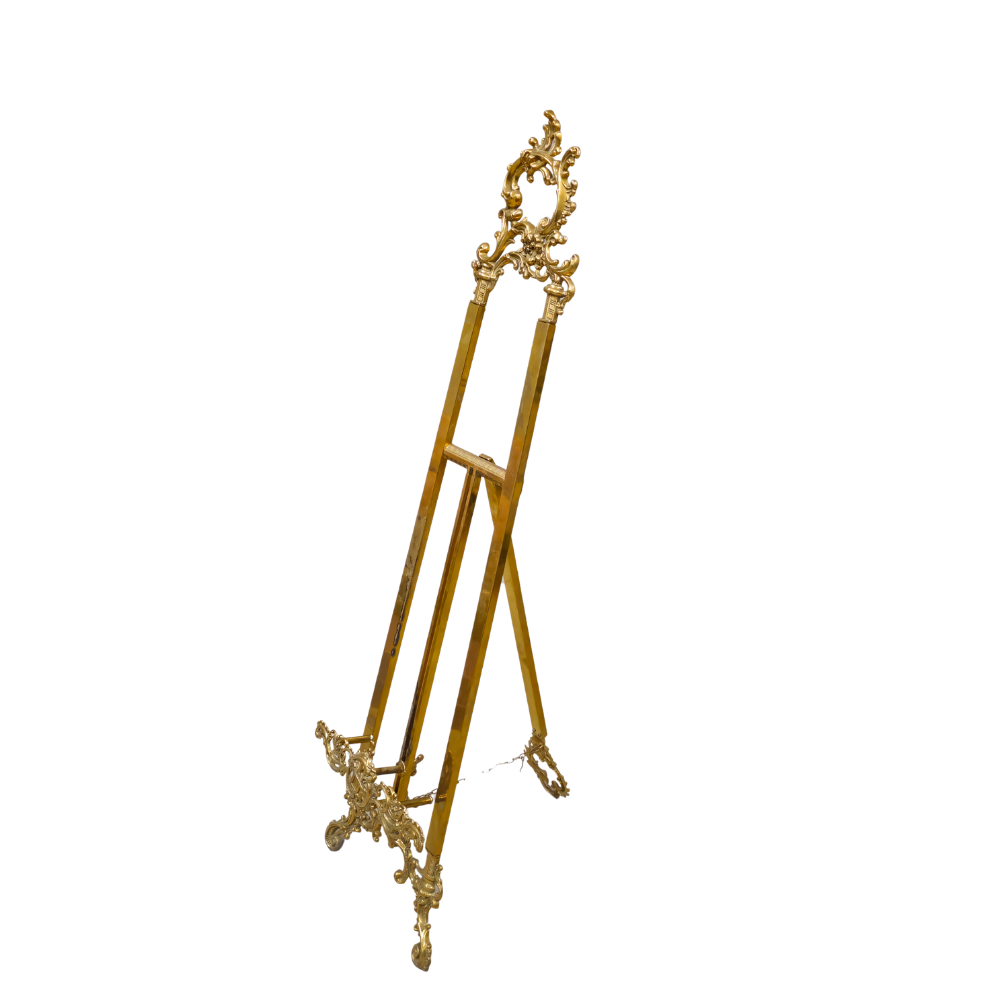 Caballete neoclásico en metal dorado patinado.