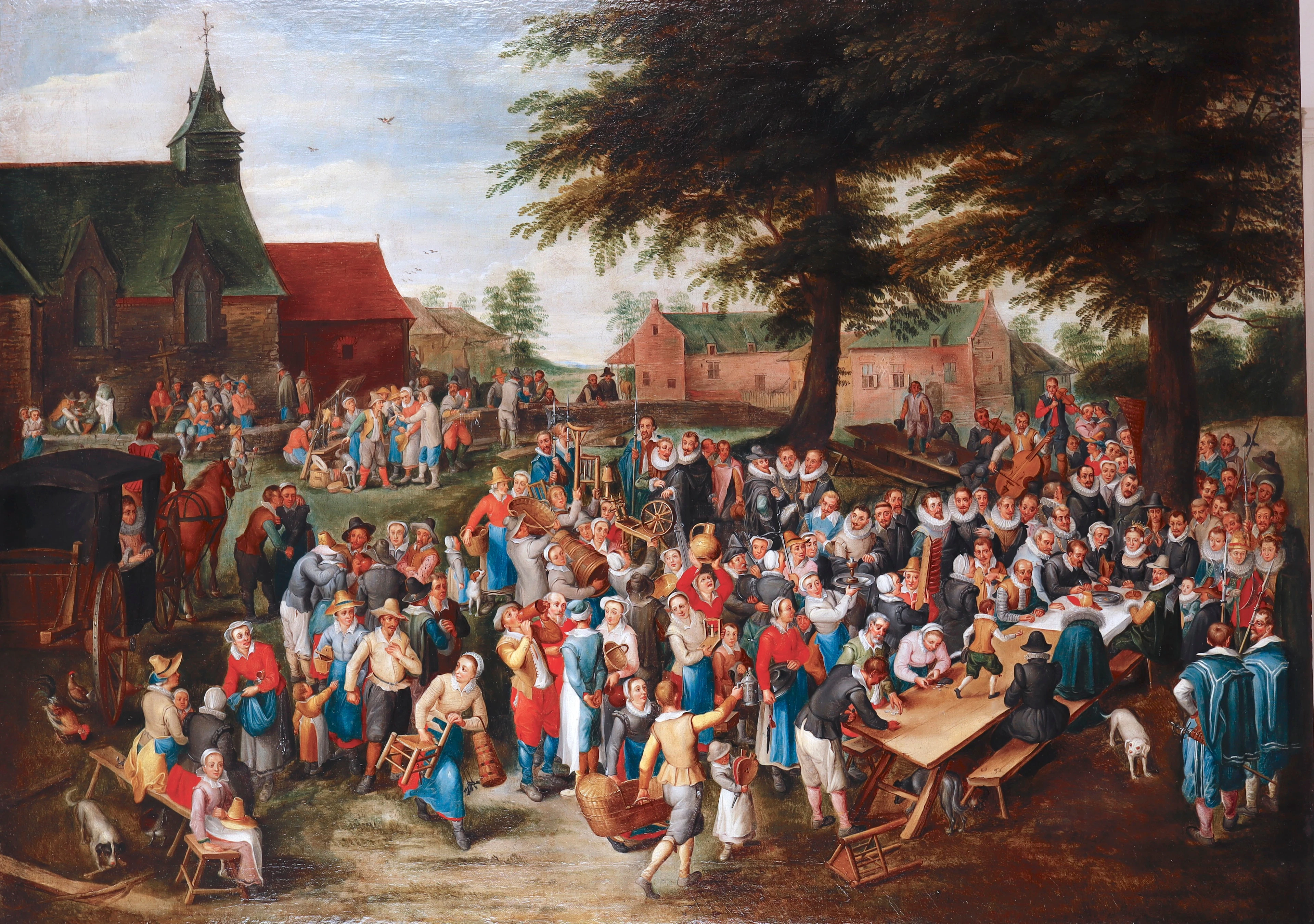 TALLER DE JAN BRUEGHEL I (1568-1625). Entrega de regalos en una boda