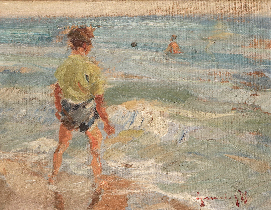 IGNACIO GIL (1913-2003). Un niño en la playa.