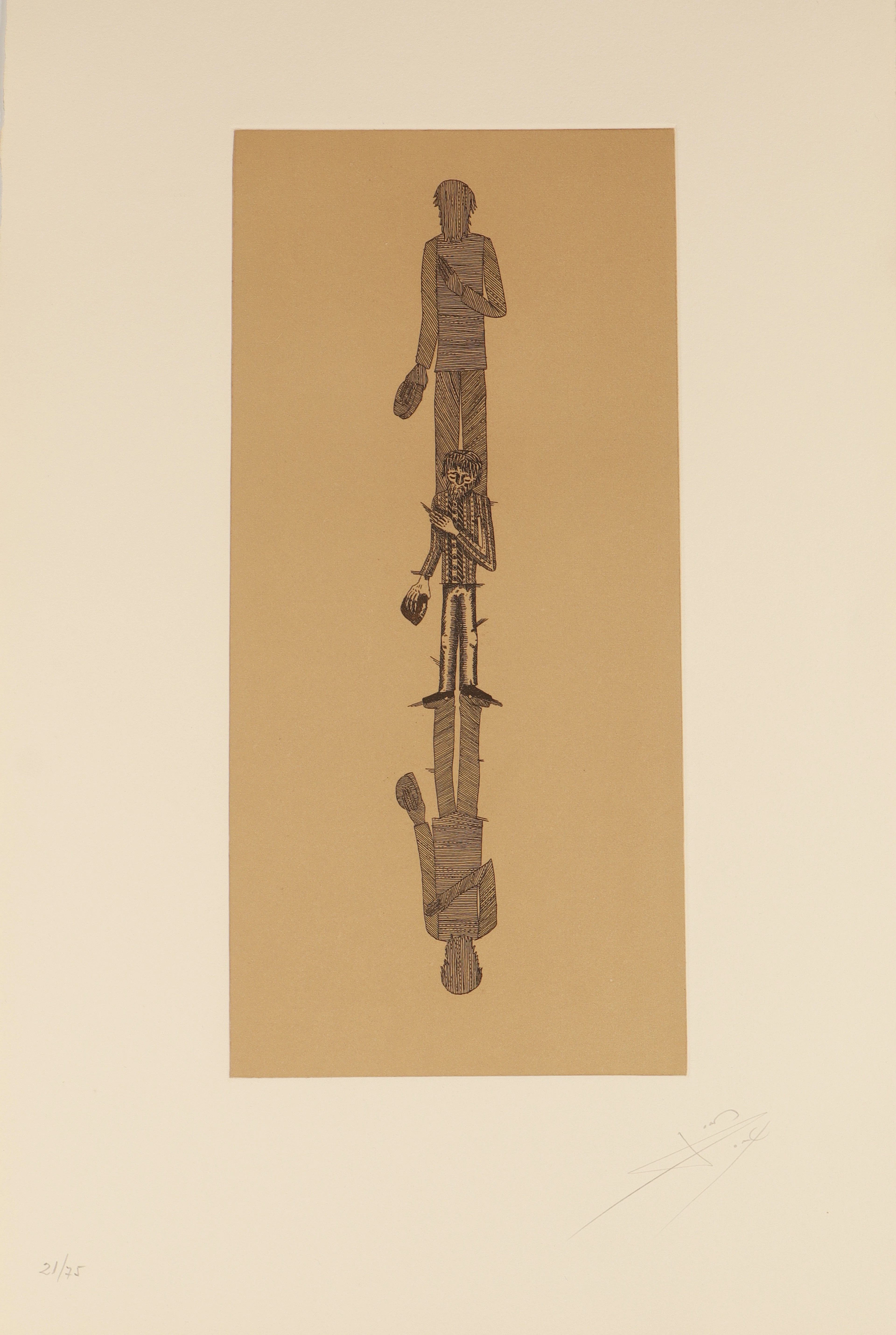 JOAN PONÇ. "tres figuras" serie la metamorfosis de kafka. estampación