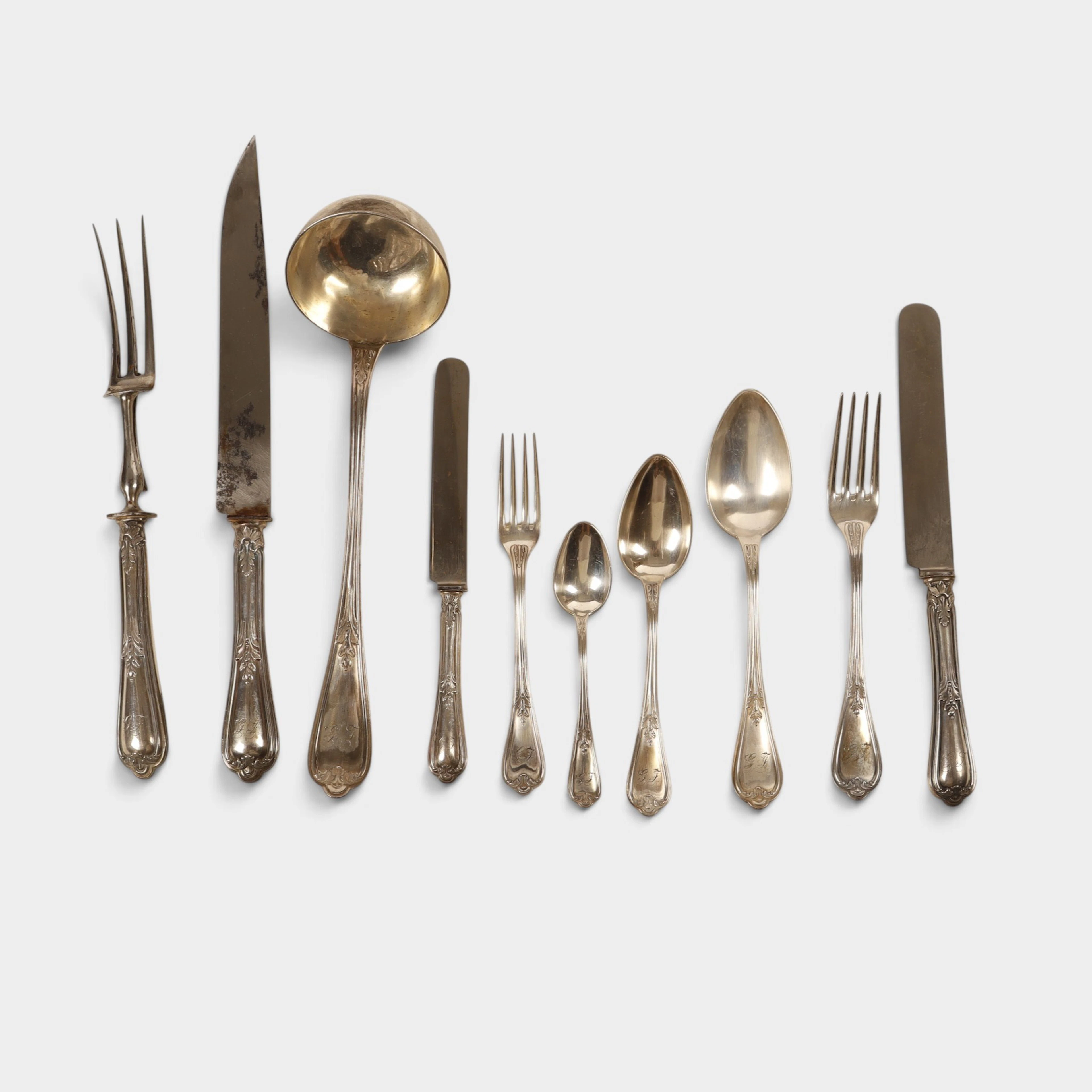 Cubertería en plata española punzonada. Siglo XX.