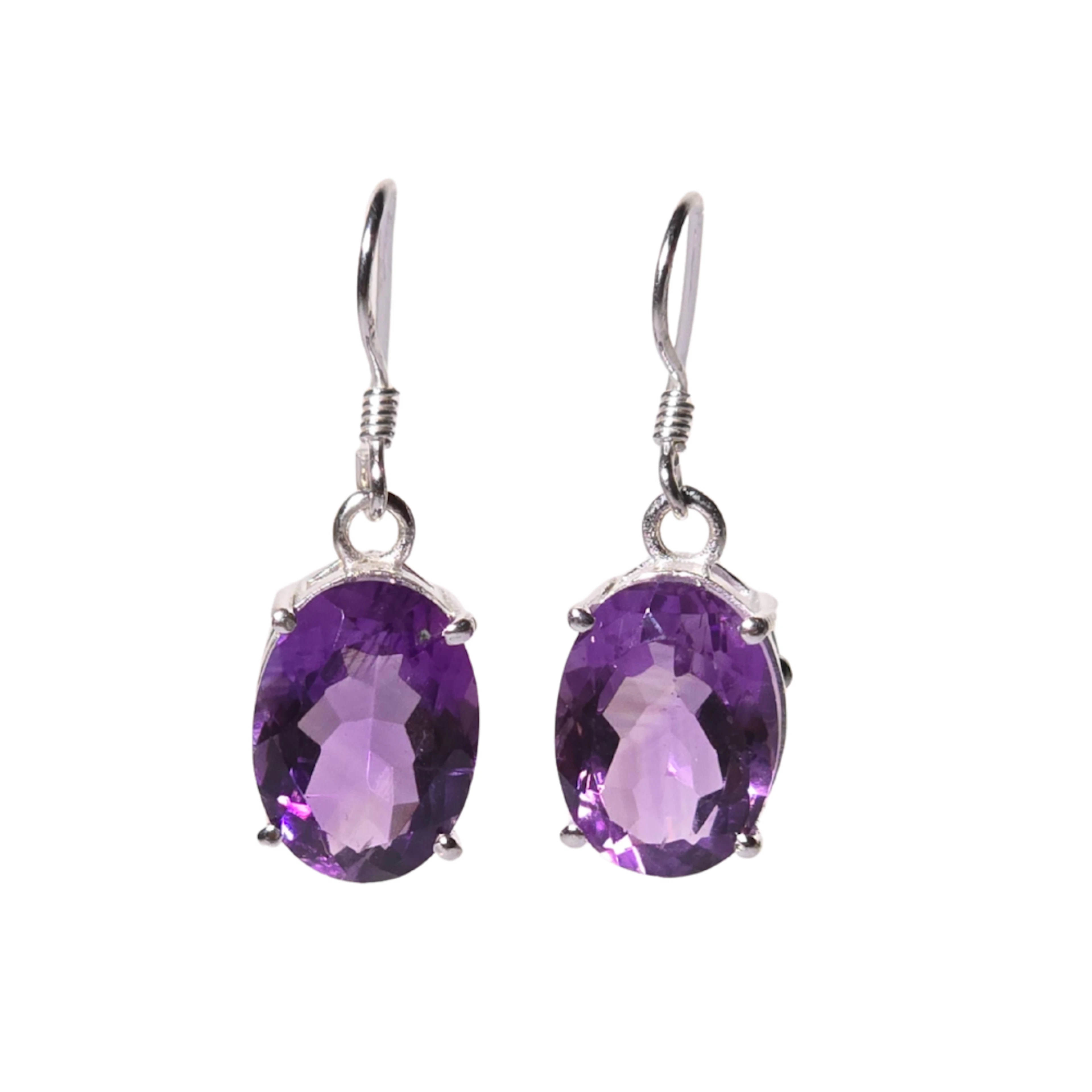 Pendientes en plata y amatista.