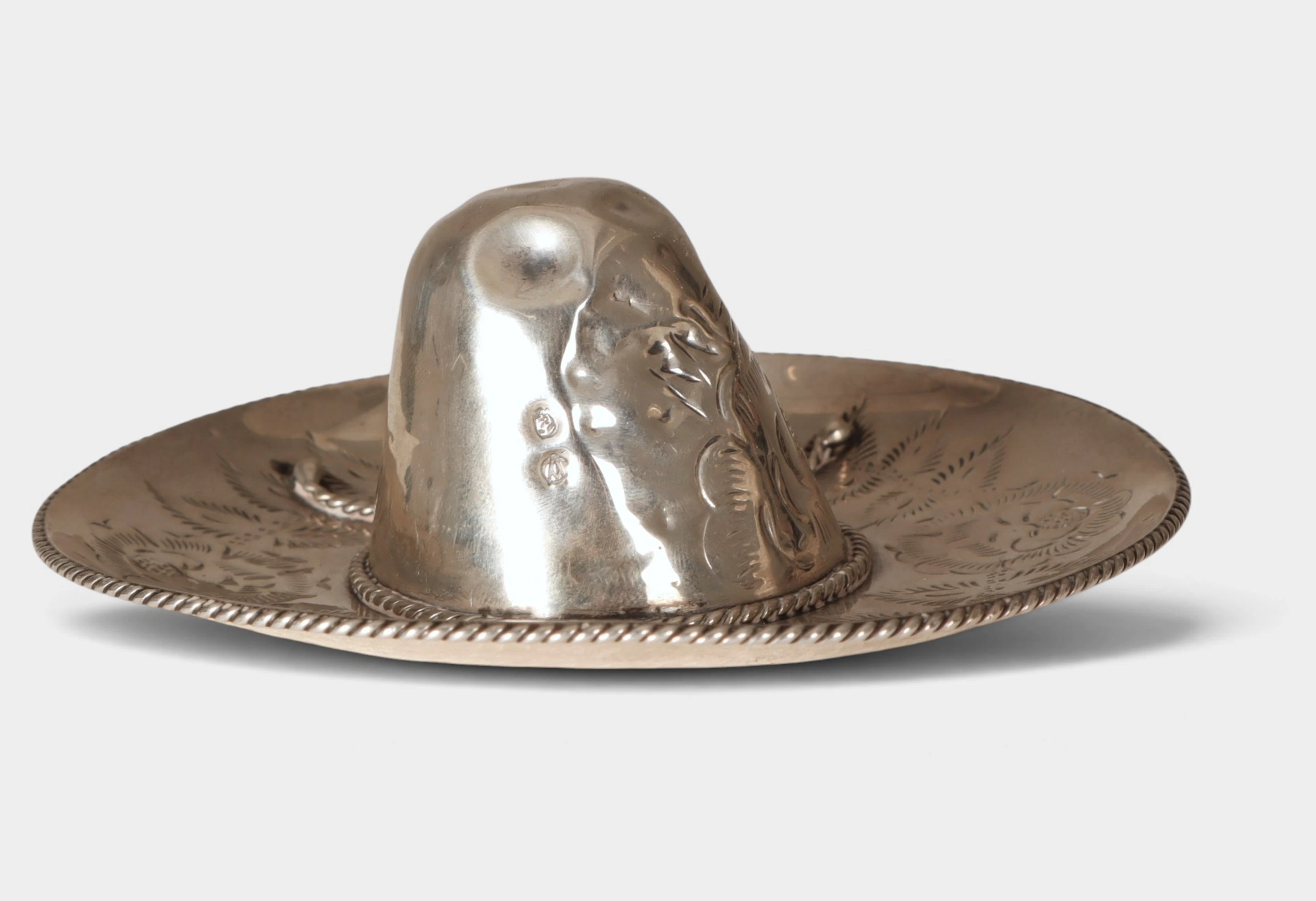 Sombrero en plata mexicana, hacia 1970.