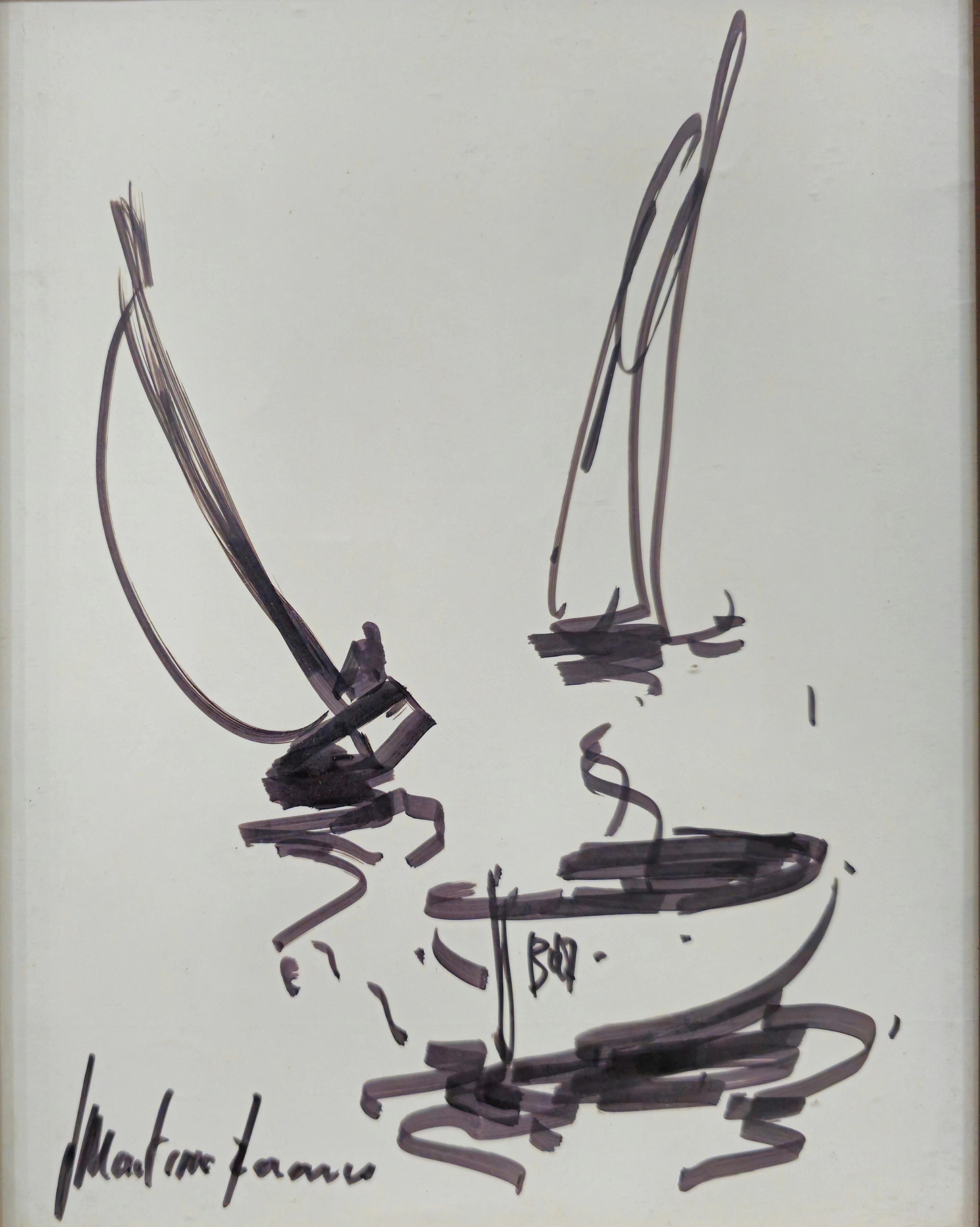 JOSEP MARTÍNEZ LOZANO. MARINA. DIBUJO A LA TINTA SOBRE PAPEL.