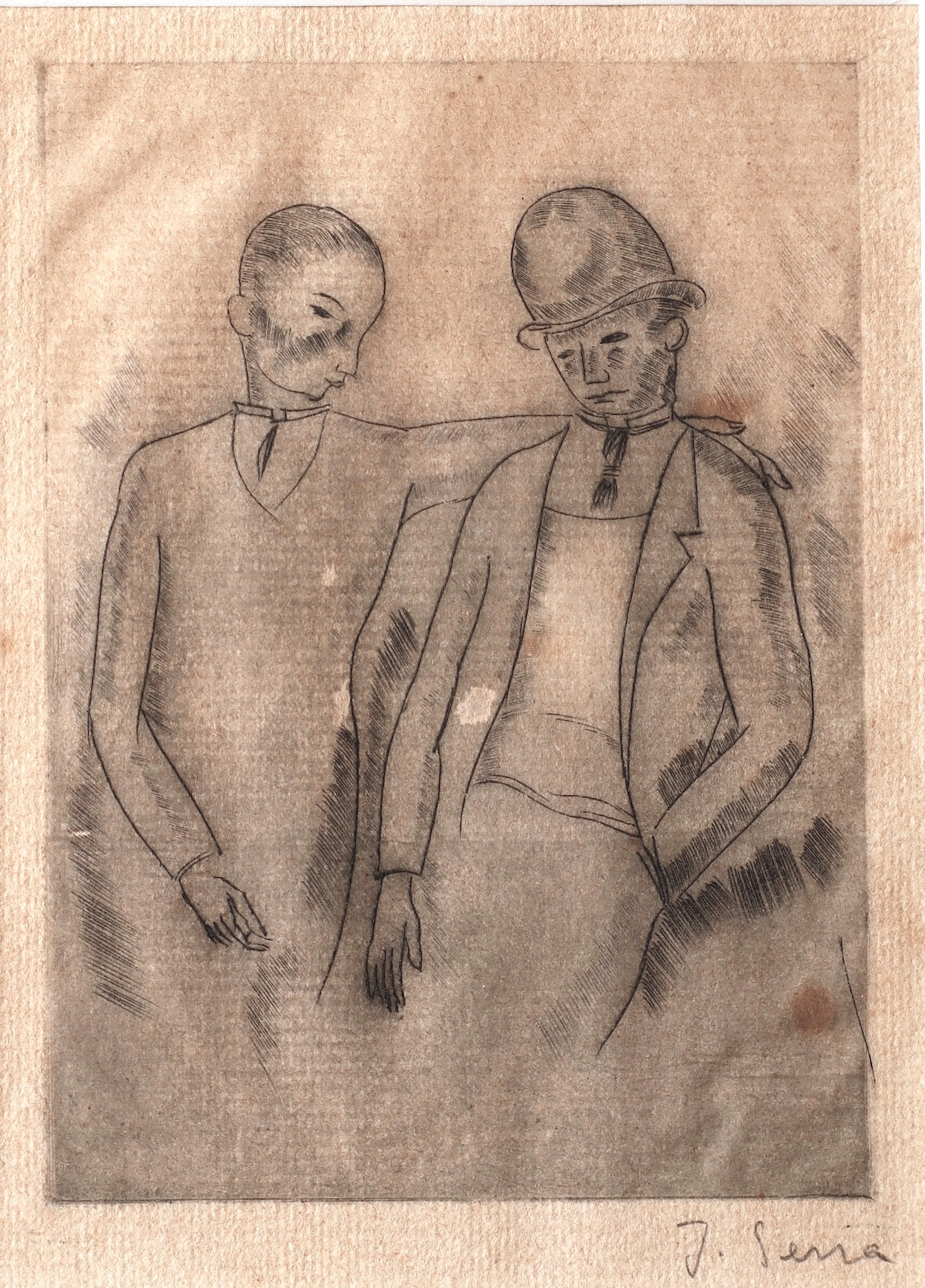 JOAQUIM SERRA (ACTIVO HACIA 1932). Retrato de dos jóvenes.