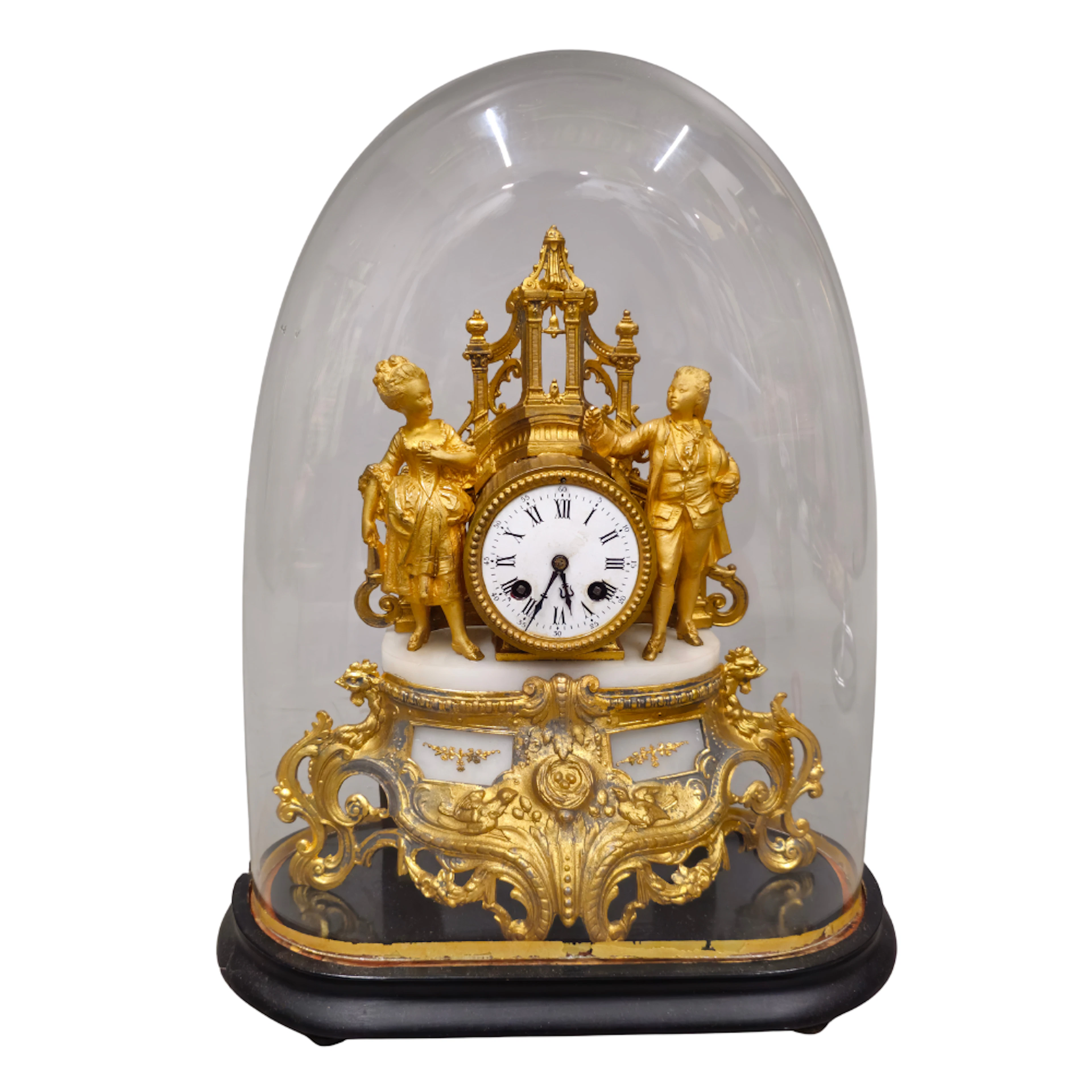 RELOJ DE SOBREMESA BRUNFAUT ROCOCO FRANCES DE FINALES DEL 19 BRONCE