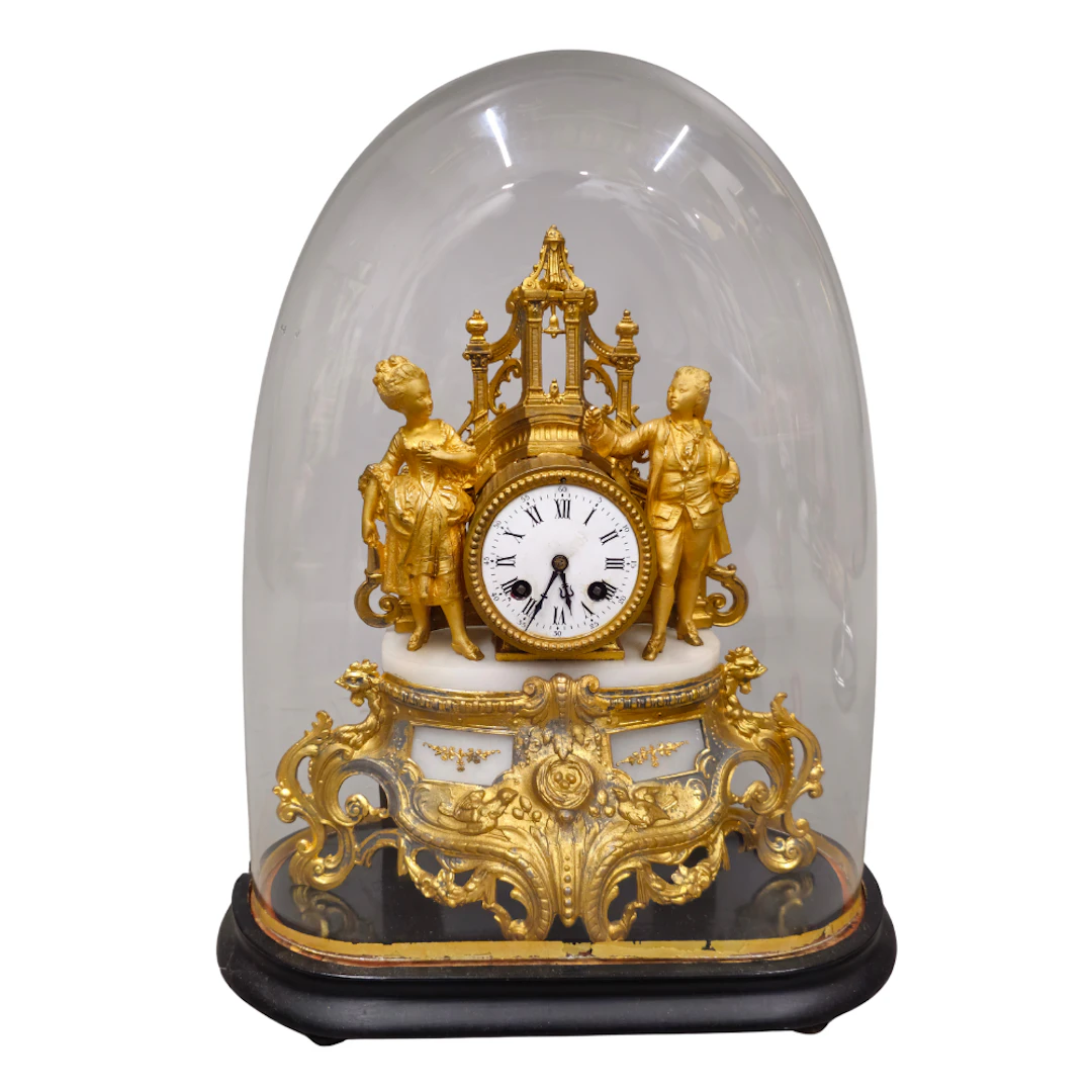 RELOJ DE SOBREMESA BRUNFAUT ROCOCO FRANCES DE FINALES DEL 19 BRONCE