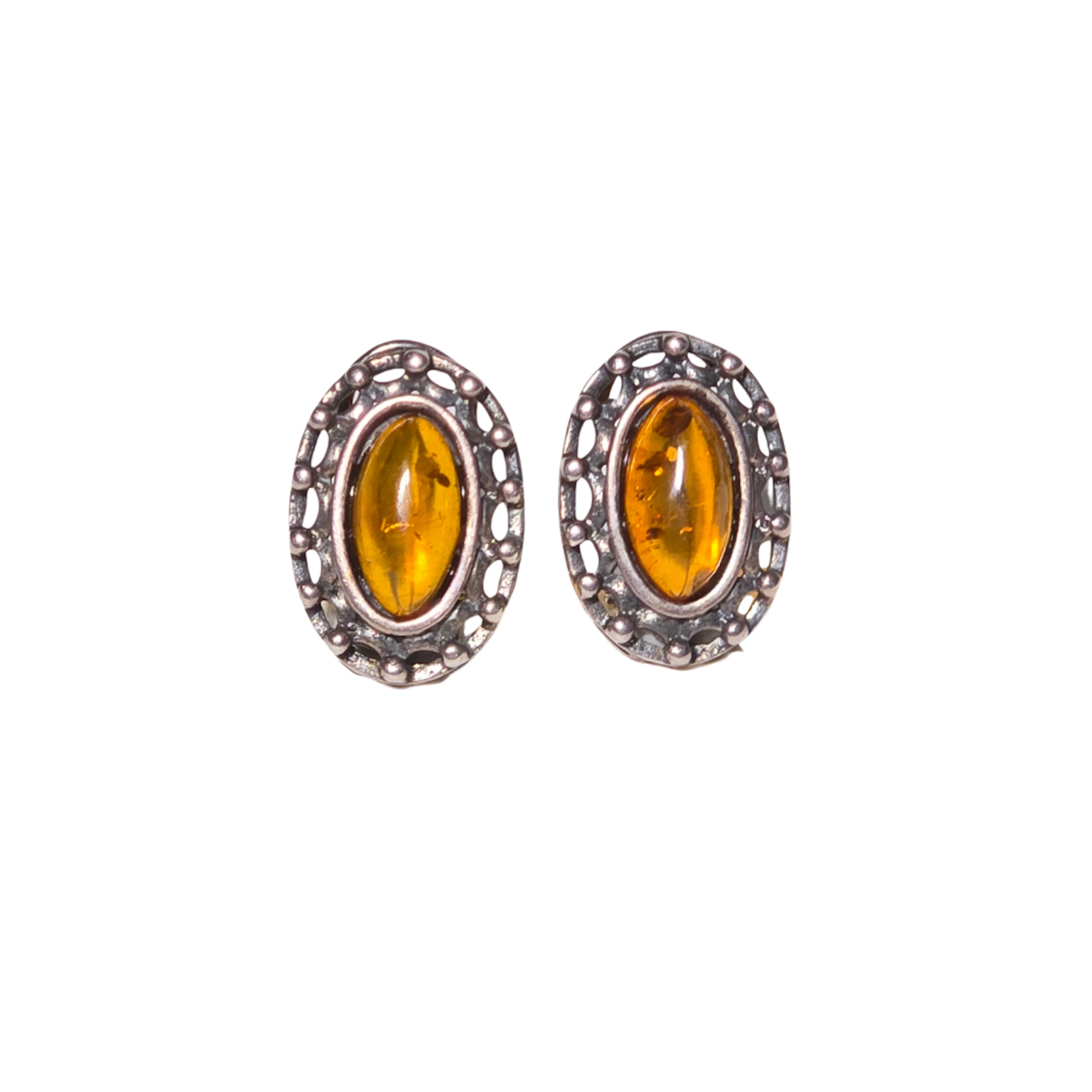 PENDIENTES EN PLATA Y ÁMBAR.