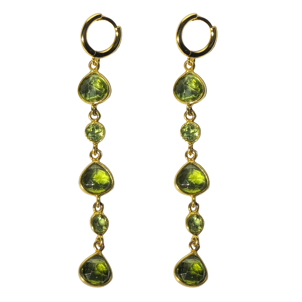 Pendientes en plata con baño de oro y peridotos.