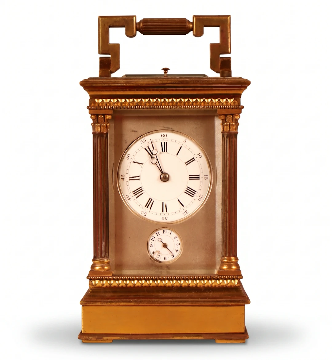 Reloj de carruaje (carriage clock) francés con alarma, Francia, h. 1885–1900.