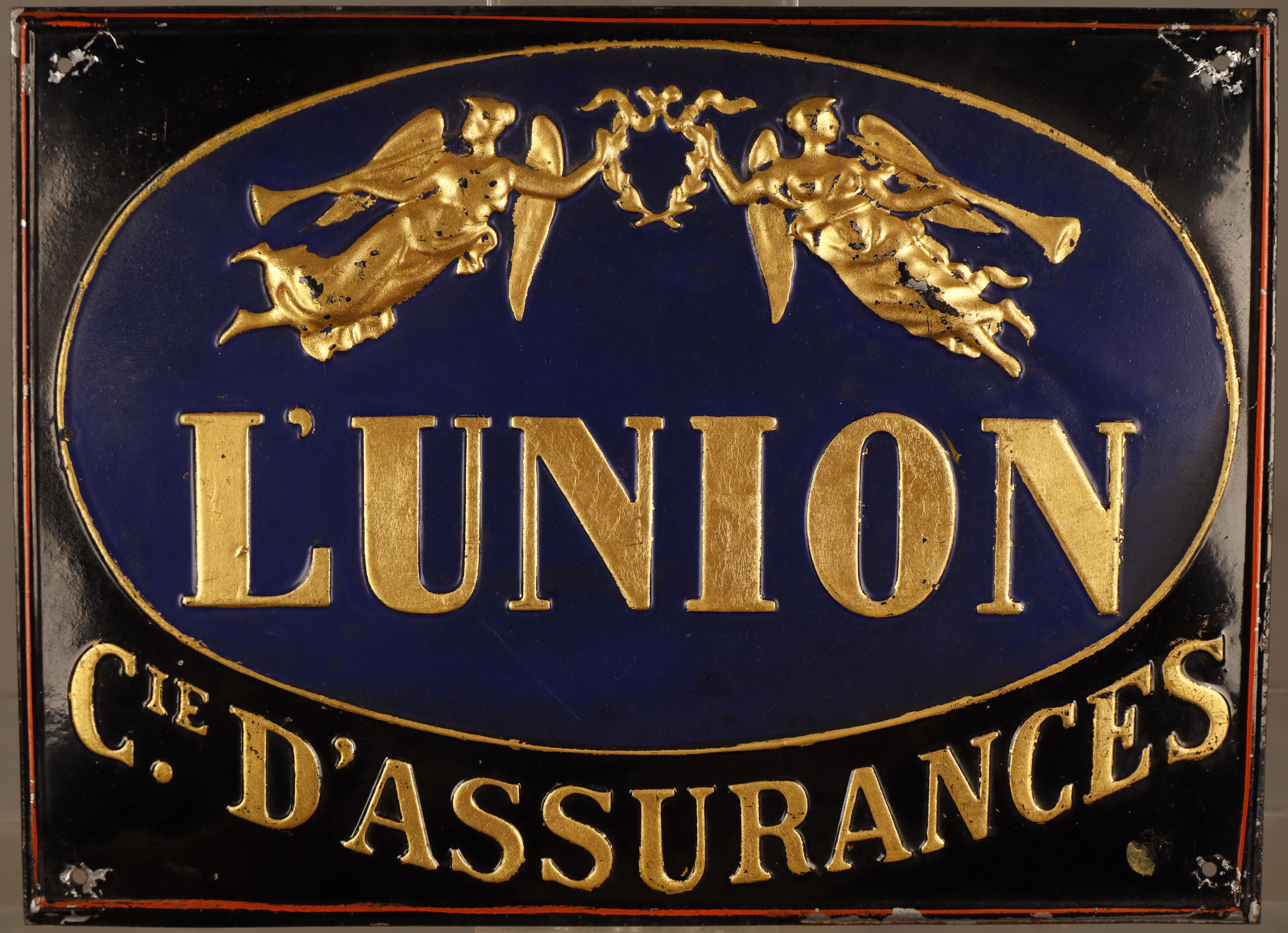 L'Union, placa publicitaria en hojalata estampada y pintada.