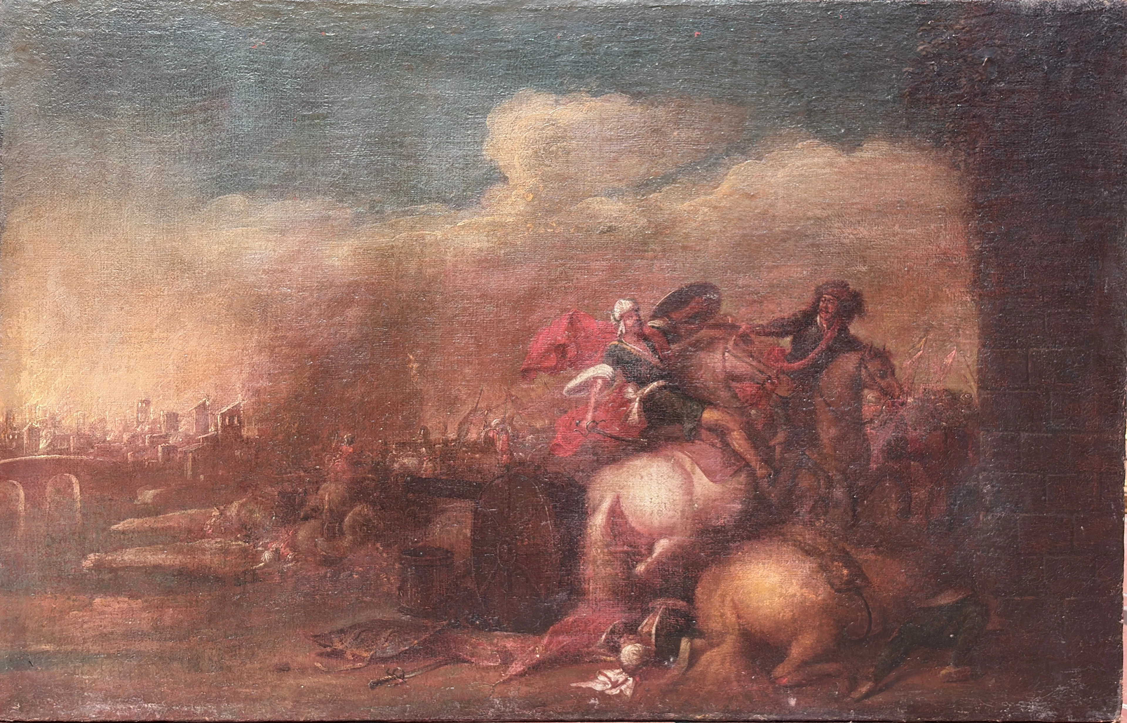 ESCUELA ITALIANA DEL SIGLO XVII. Escena de batalla.