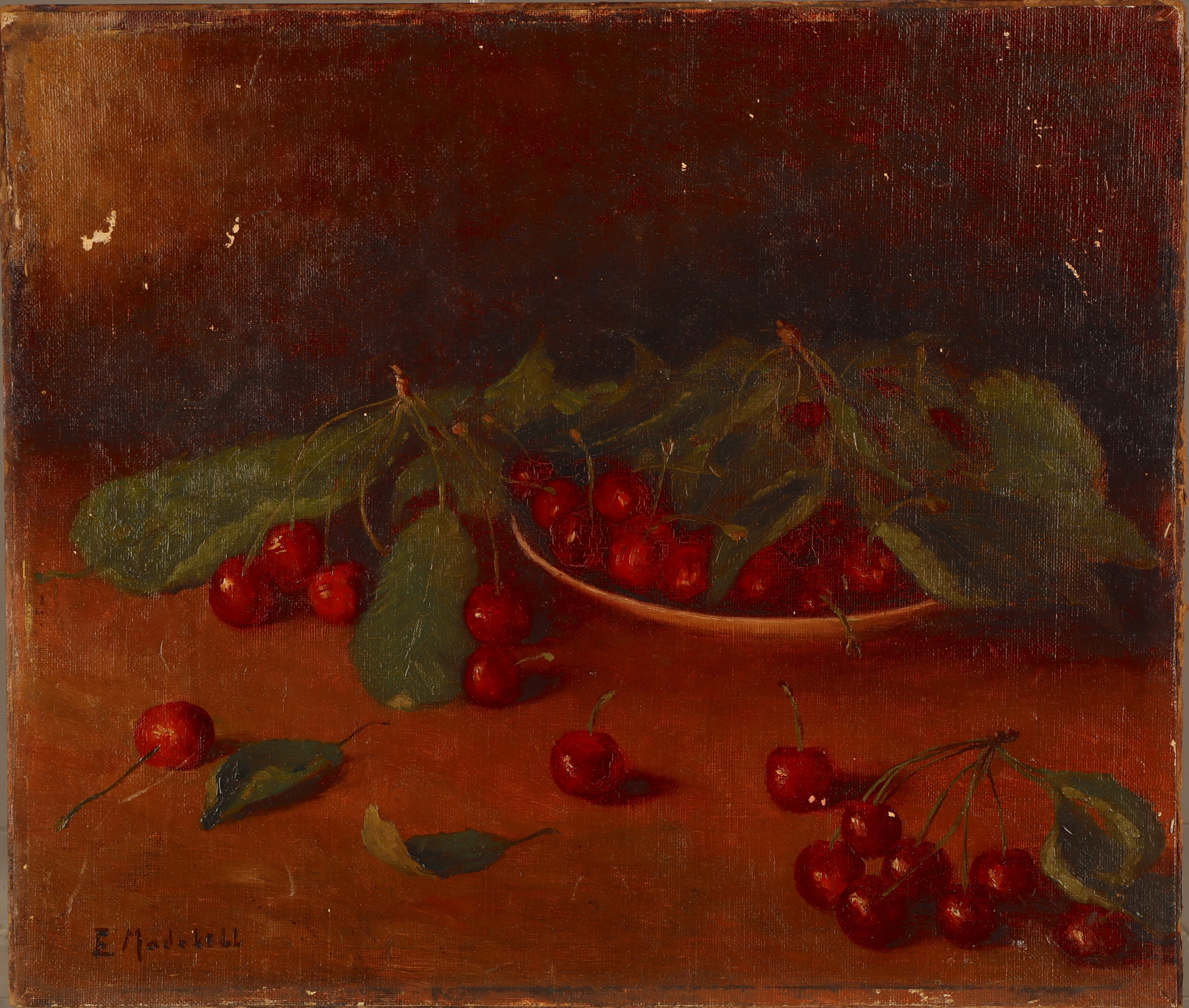 ENRIC MODOLELL. Bodegón de cerezas.