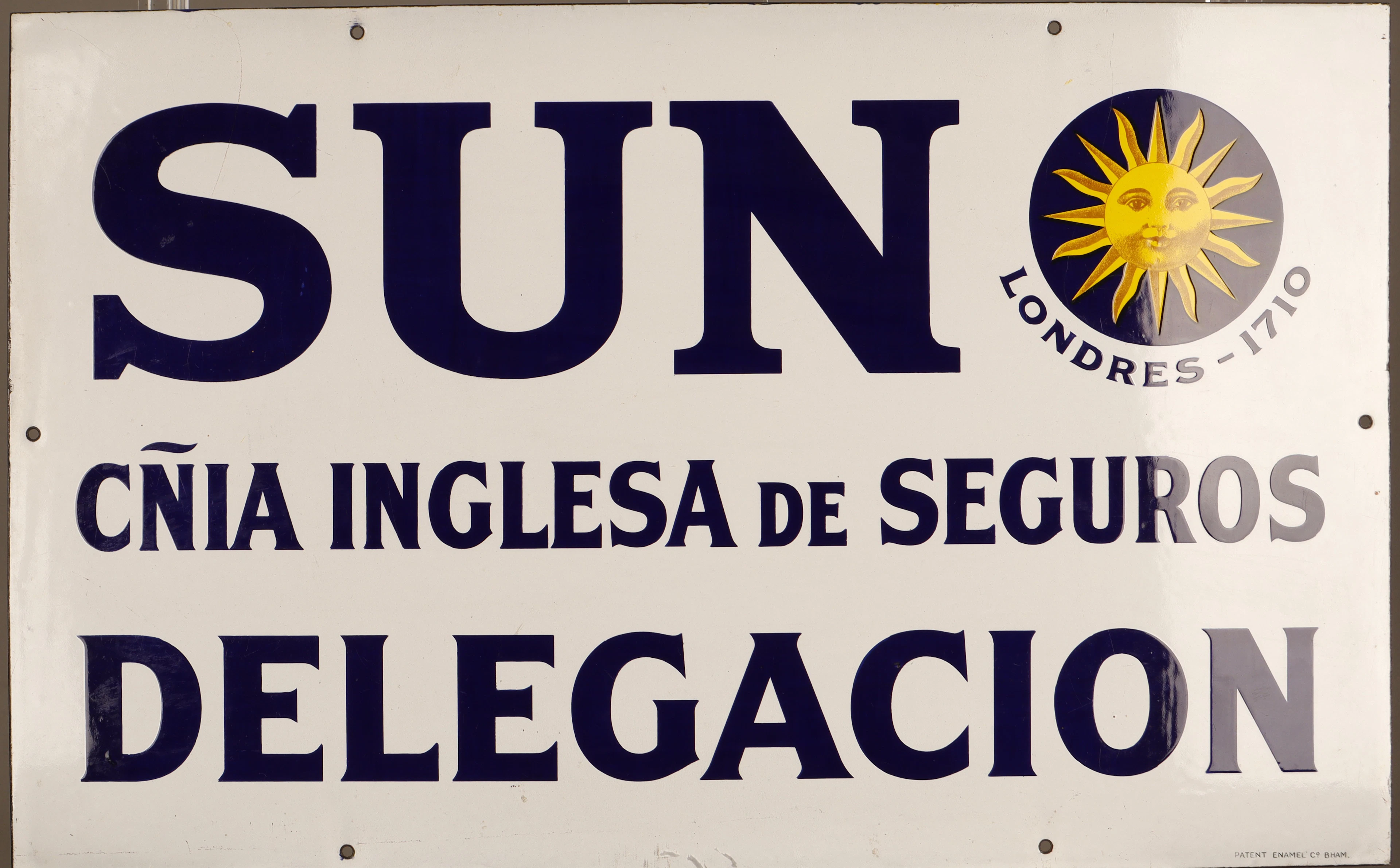 SUN, placa publicitaria en metal esmaltado.