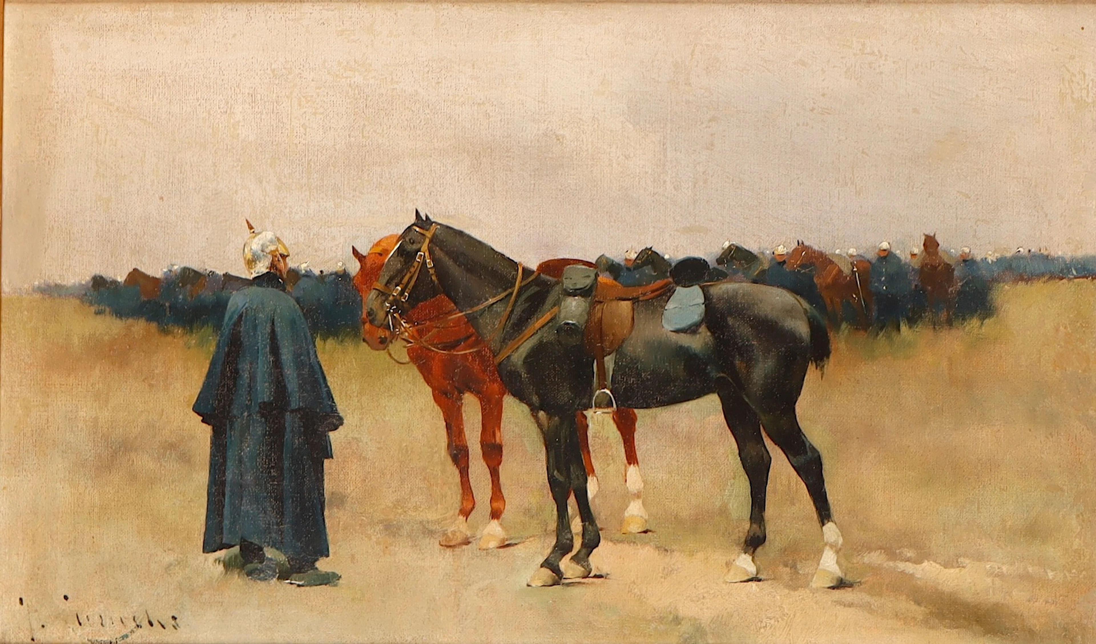 JOSEP CUSACHS (1851-1908). Soldados de caballería.