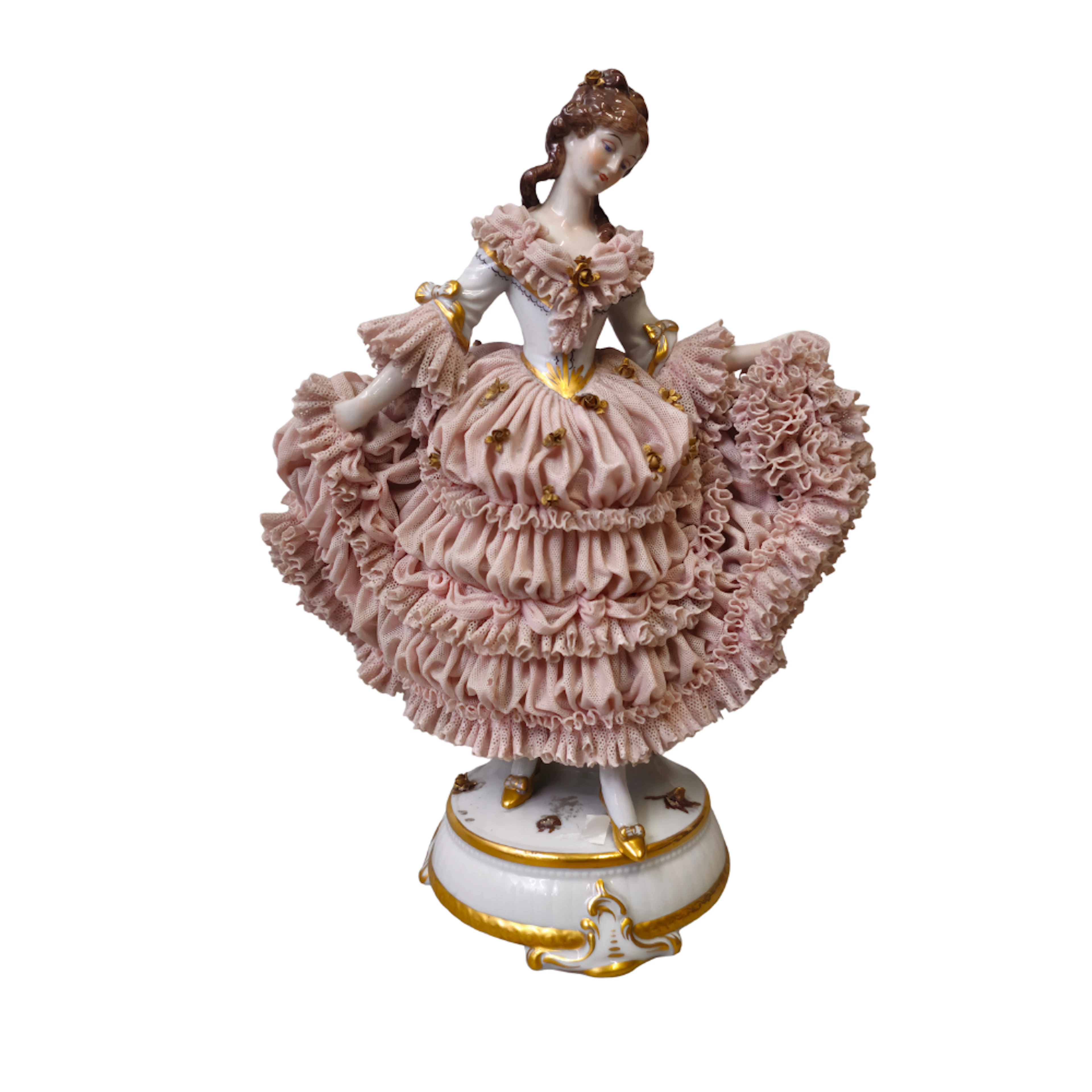 FIGURA DE DAMA EN PORCELANA. MÜLLER VOLKSTEDT, DRESDEN, ALEMANIA.