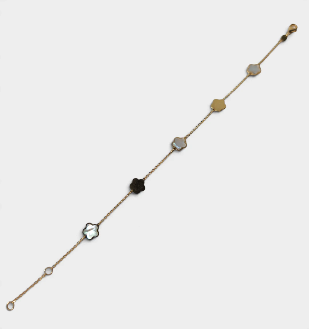 Pulsera alhambra en oro de 18 K y nácar.