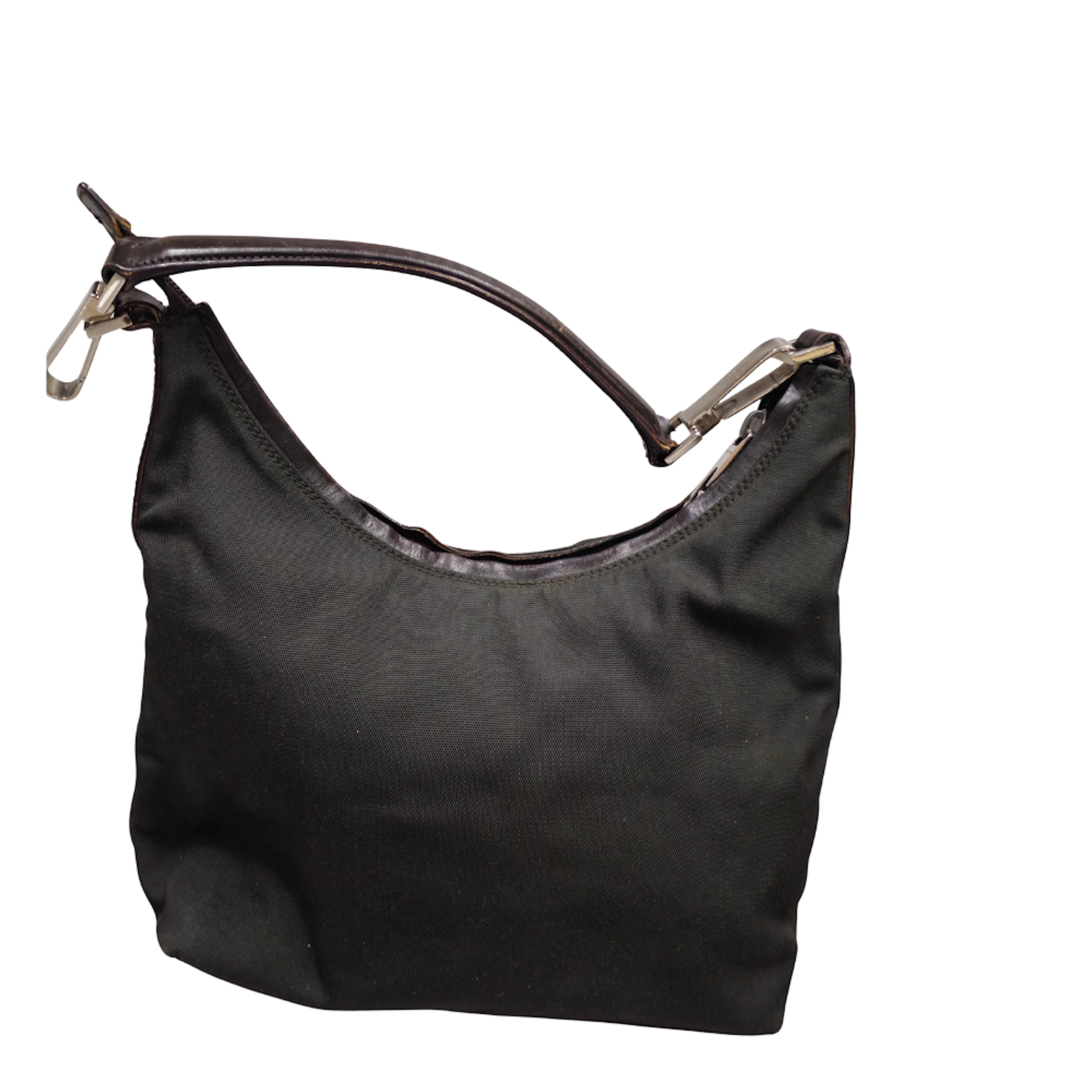 GUCCI. BOLSO "JACKIE" EN LONA CON VISTAS Y ASA EN CUERO.
