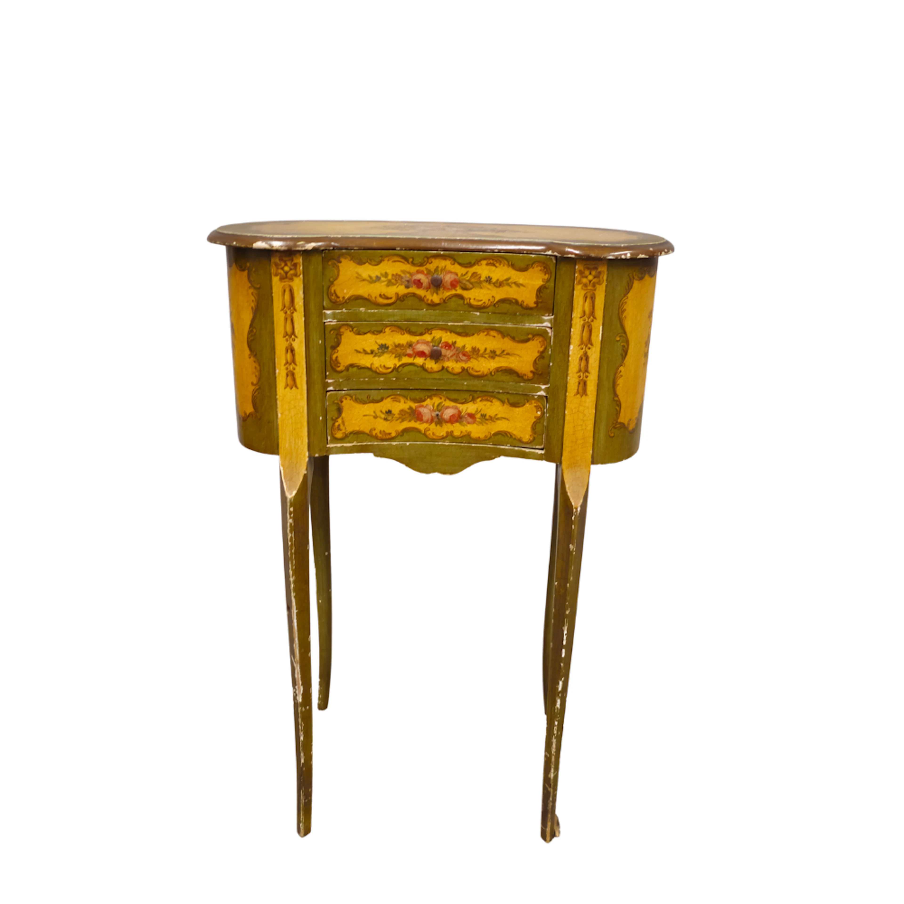 Mesa auxiliar de estilo Luis XV en madera pintada, hacia 1970.