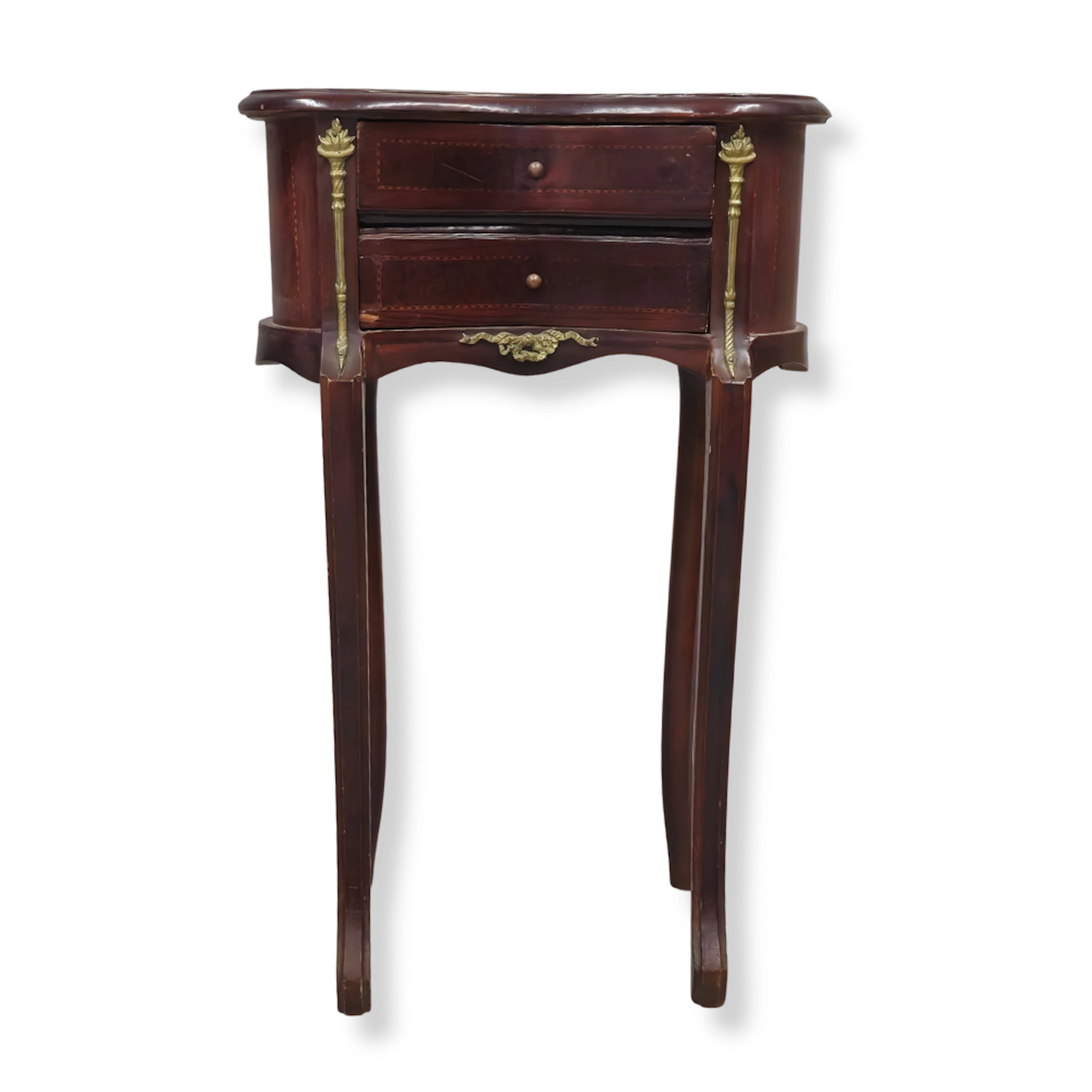 MESA AUXILIAR O DE NOCHE EN MADERA DE CAOBA ESTILO LUIS XV PATAS CAMBRIOLE