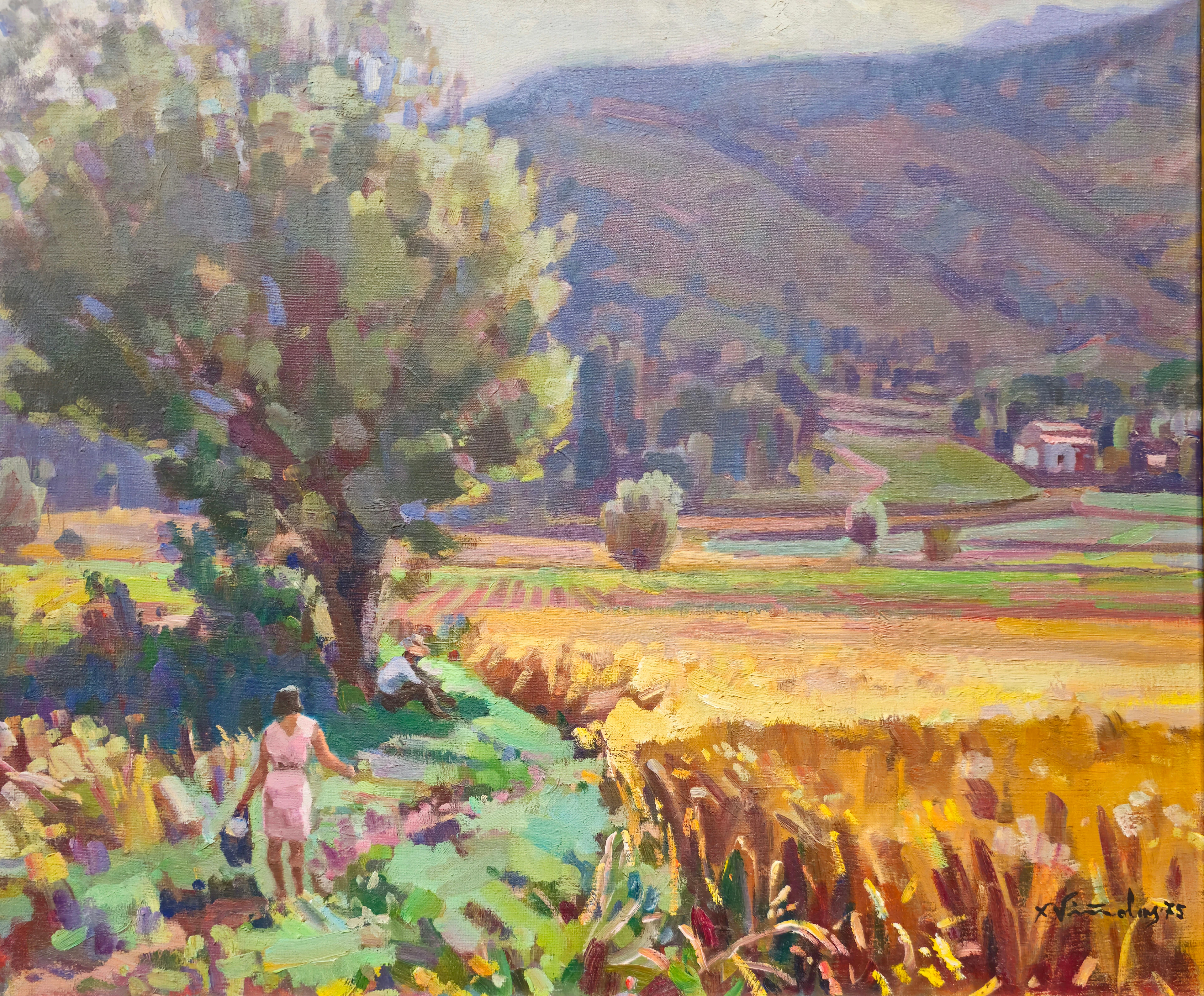 XAVIER VIÑOLAS. VISTA DEL TRIGAL. ÓLEO SOBRE LIENZO. 1975.