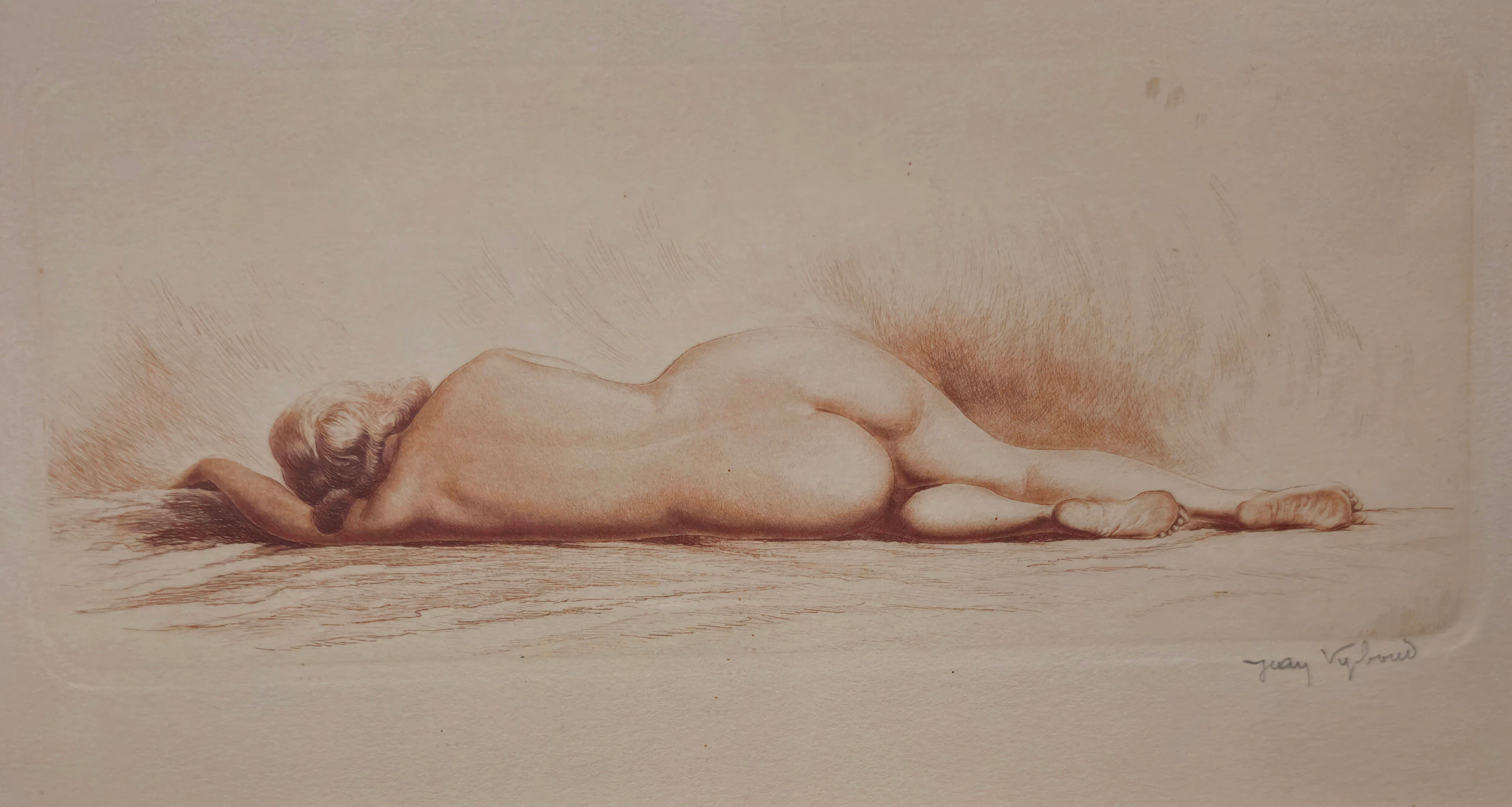 JEAN VIBOUD. DIBUJO DESNUDO FEMENINO. OBRA GRÁFICA FIRMADA A LÁPIZ.