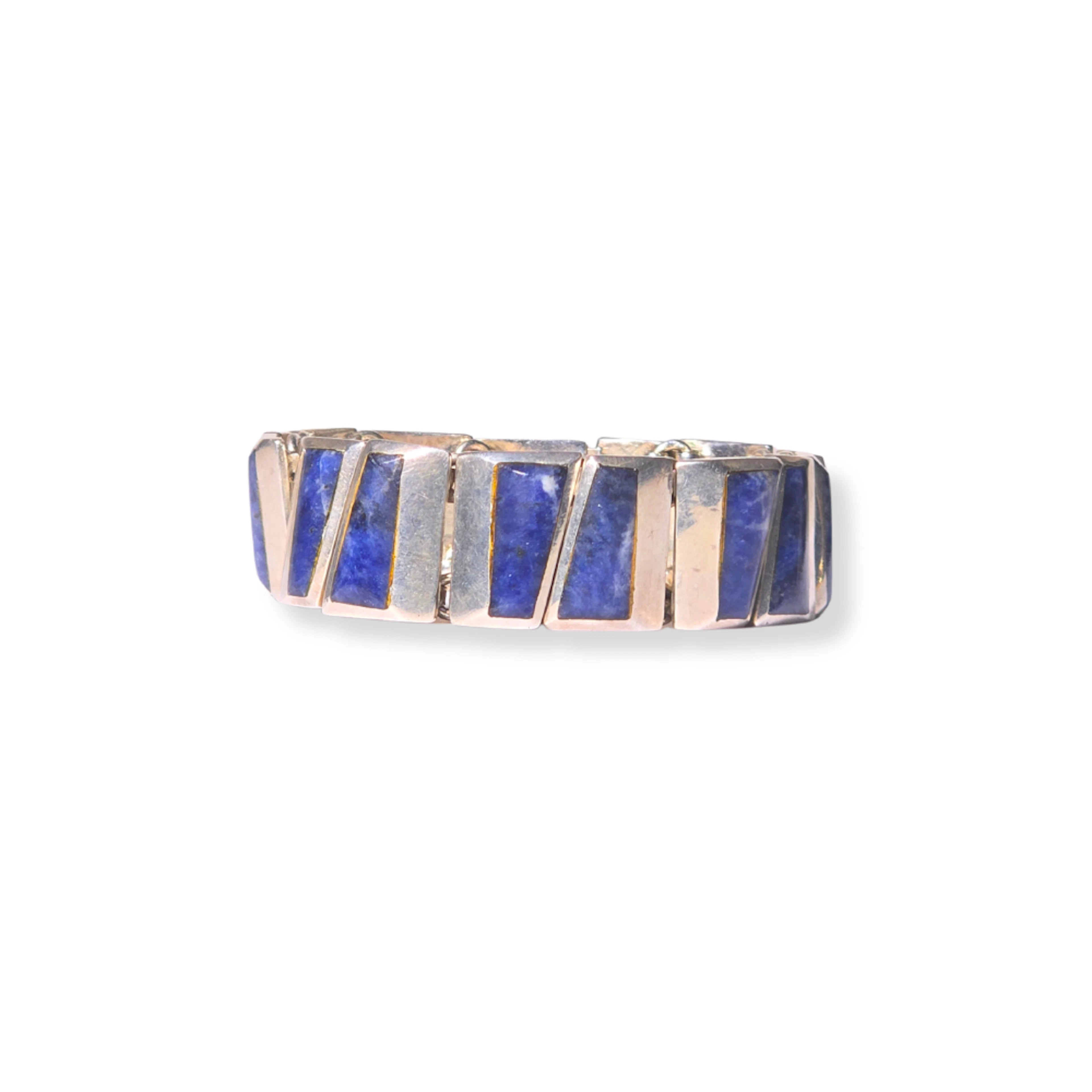 PULSERA ARTICULADA DE PLATA 950 Y LAPISLÁZULI.