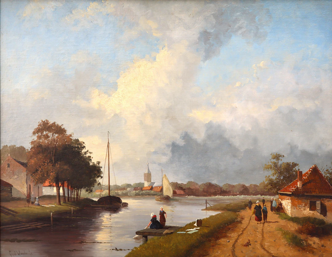 G. VAN DER WOUDE (ACTIVO EN EL SIGLO XX). Vista rural, Holanda.