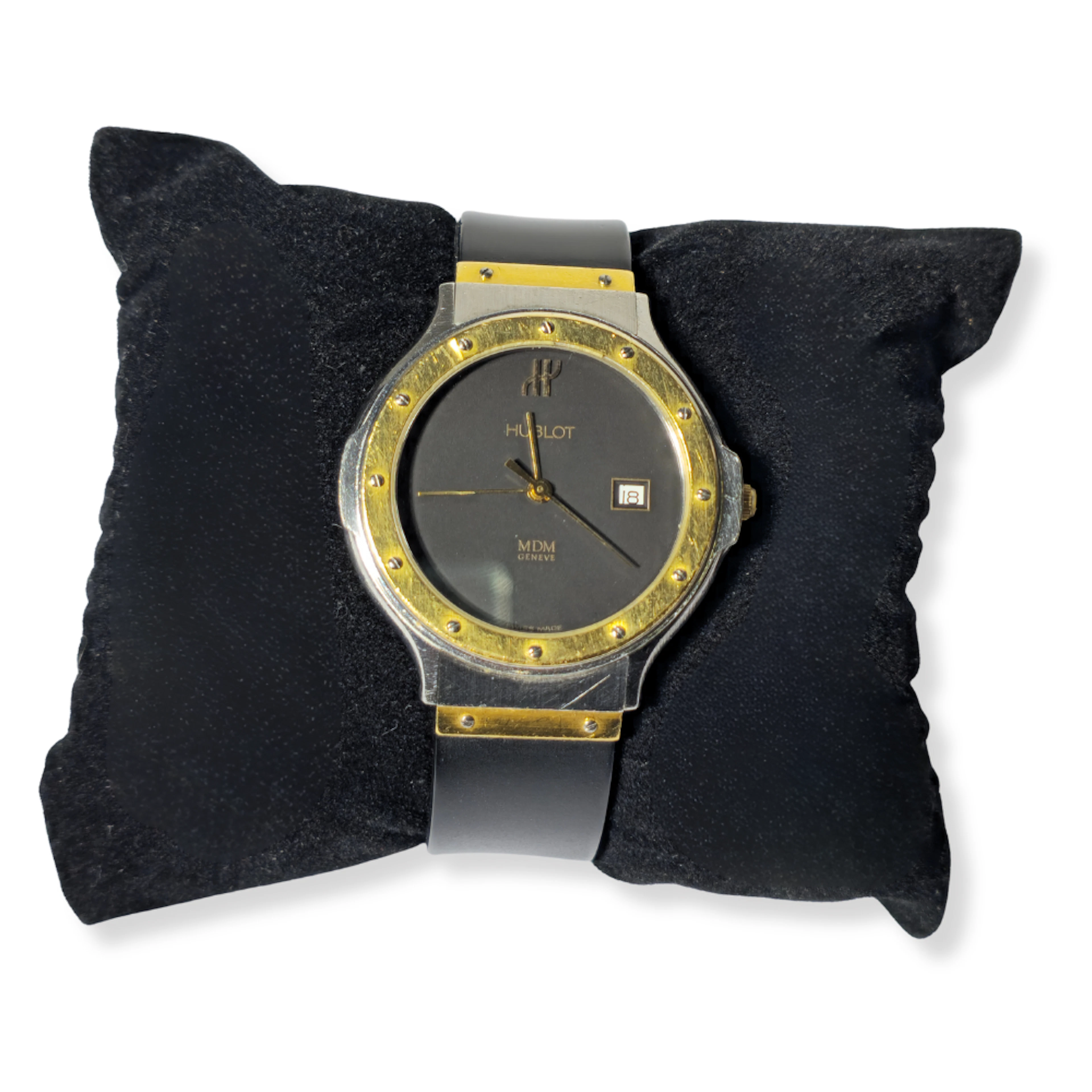 RELOJ DE PULSERA HUBLOT CLÁSIC "DM GENEVE". CAJA DE ACERO Y ORO DE 18 QUILATES.