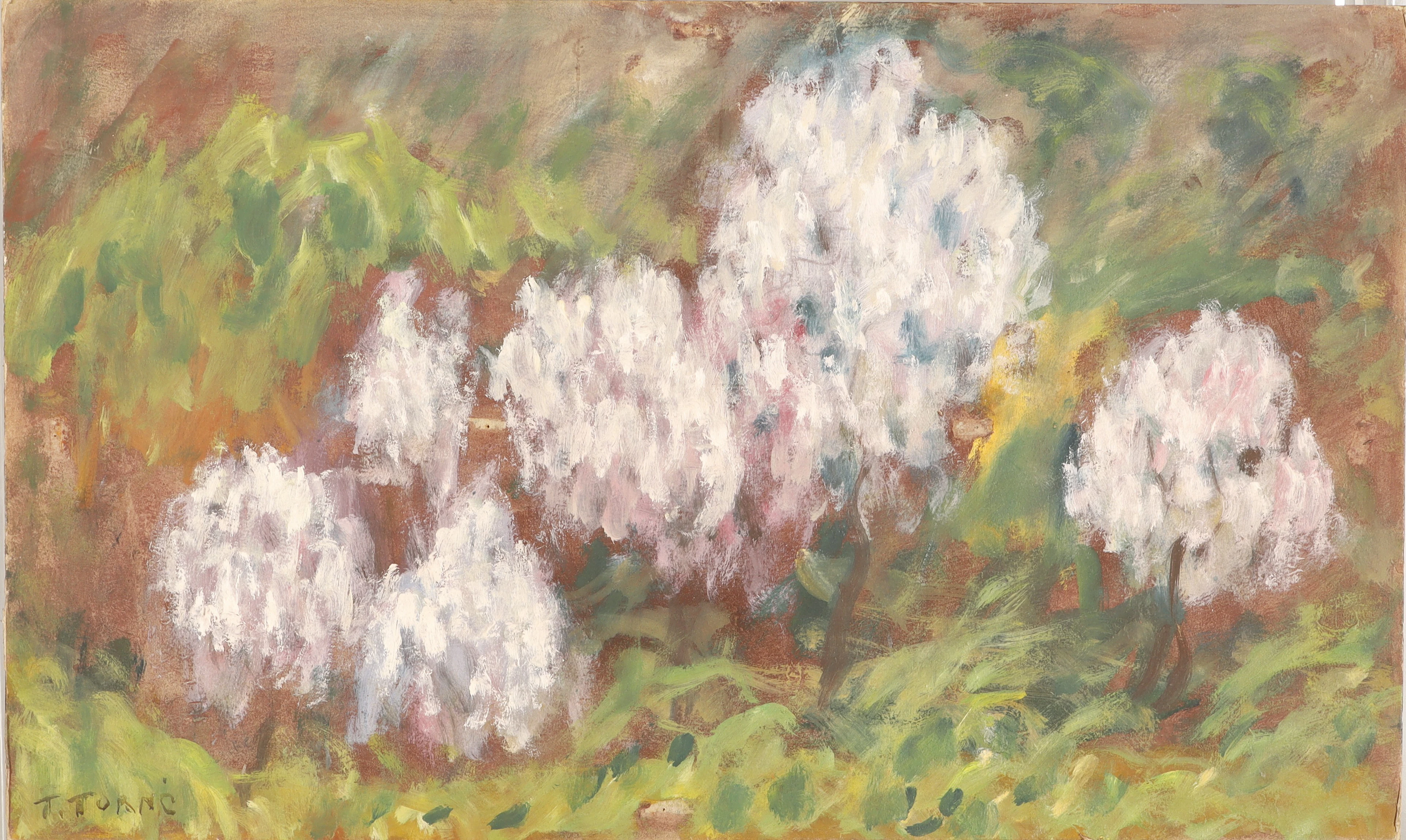 TRINIDAD TORNÉ. "Flores" óleo sobre cartón.