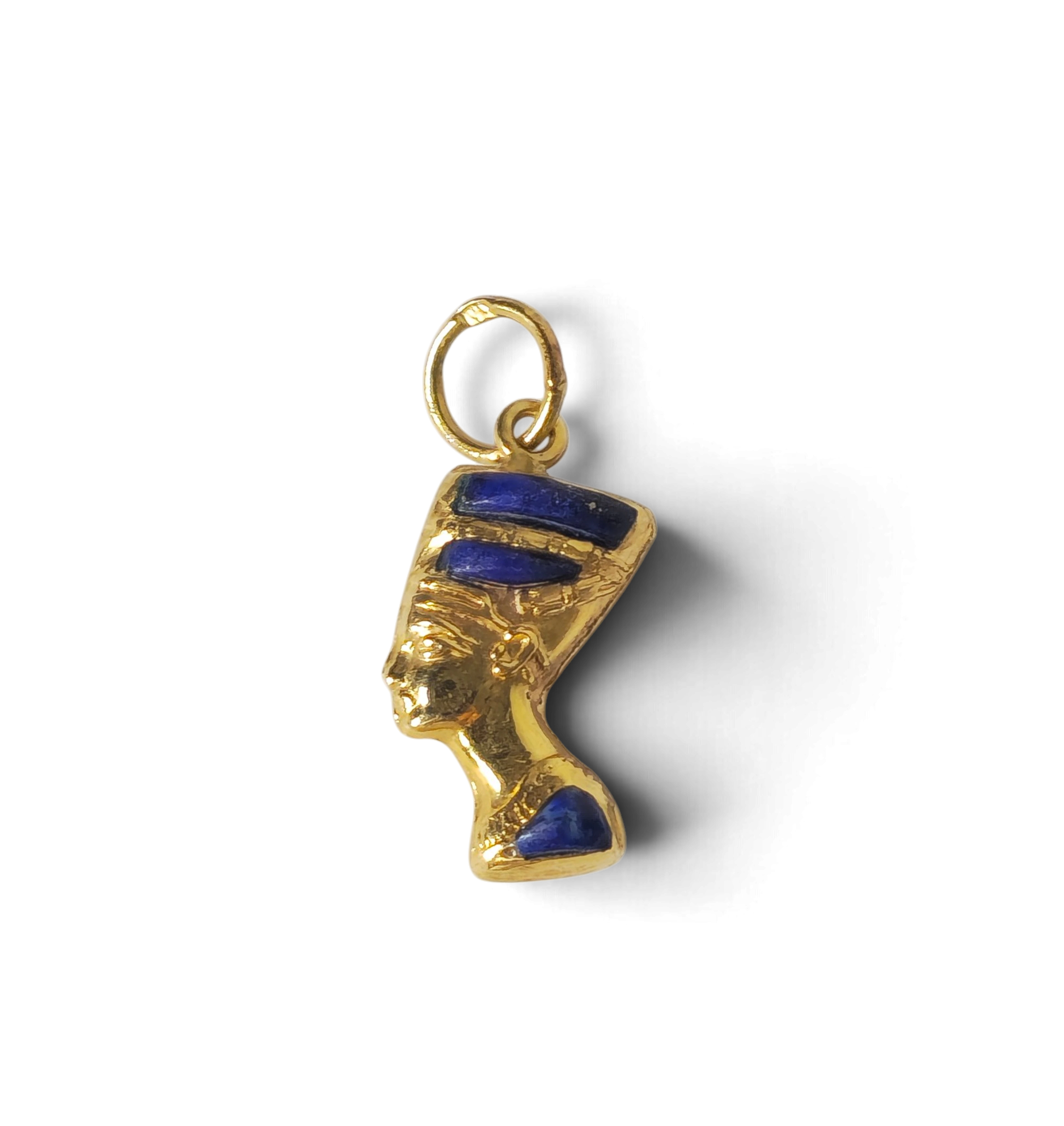 Colgante Nefertiti en oro 18K, turquesa y lapislázuli.