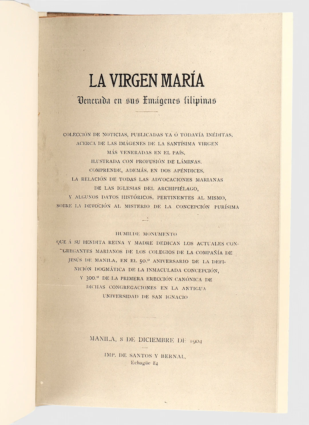 "La Virgen María venerada en sus imágenes filipinas", Santos y Bernal
