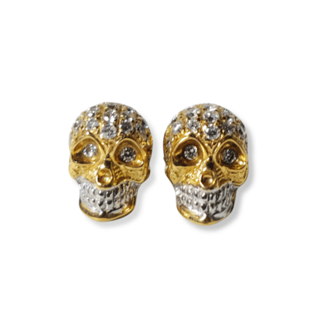 Pendientes calavera en oro de 18K y diamantes.