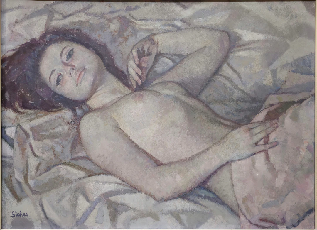 ALEXANDRE DE SICHES. DESNUDO FEMENINO. ÓLEO SOBRE LIENZO.