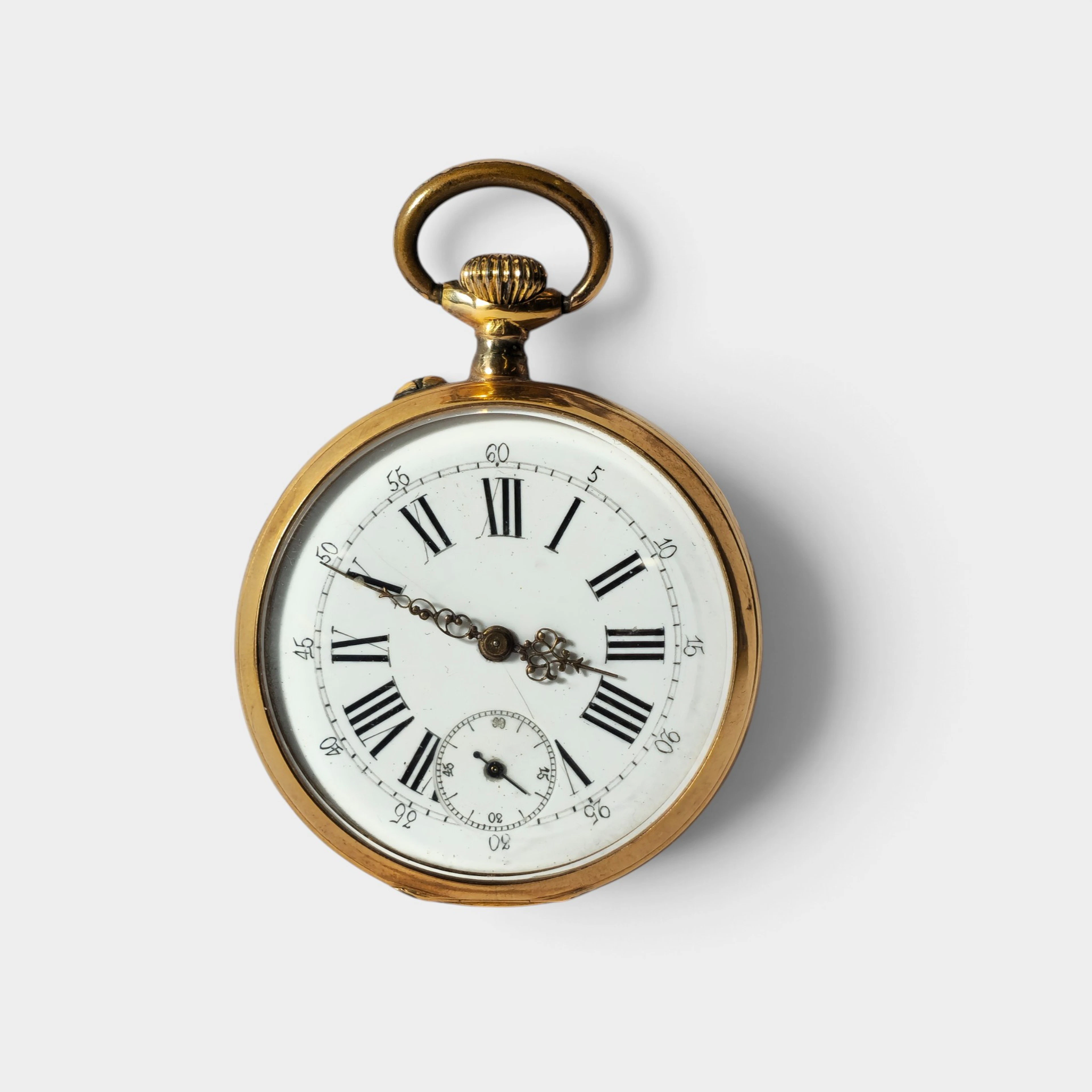 Reloj de bolsillo de oro de 18 quilates y áncora de 15 rubíes. Suiza