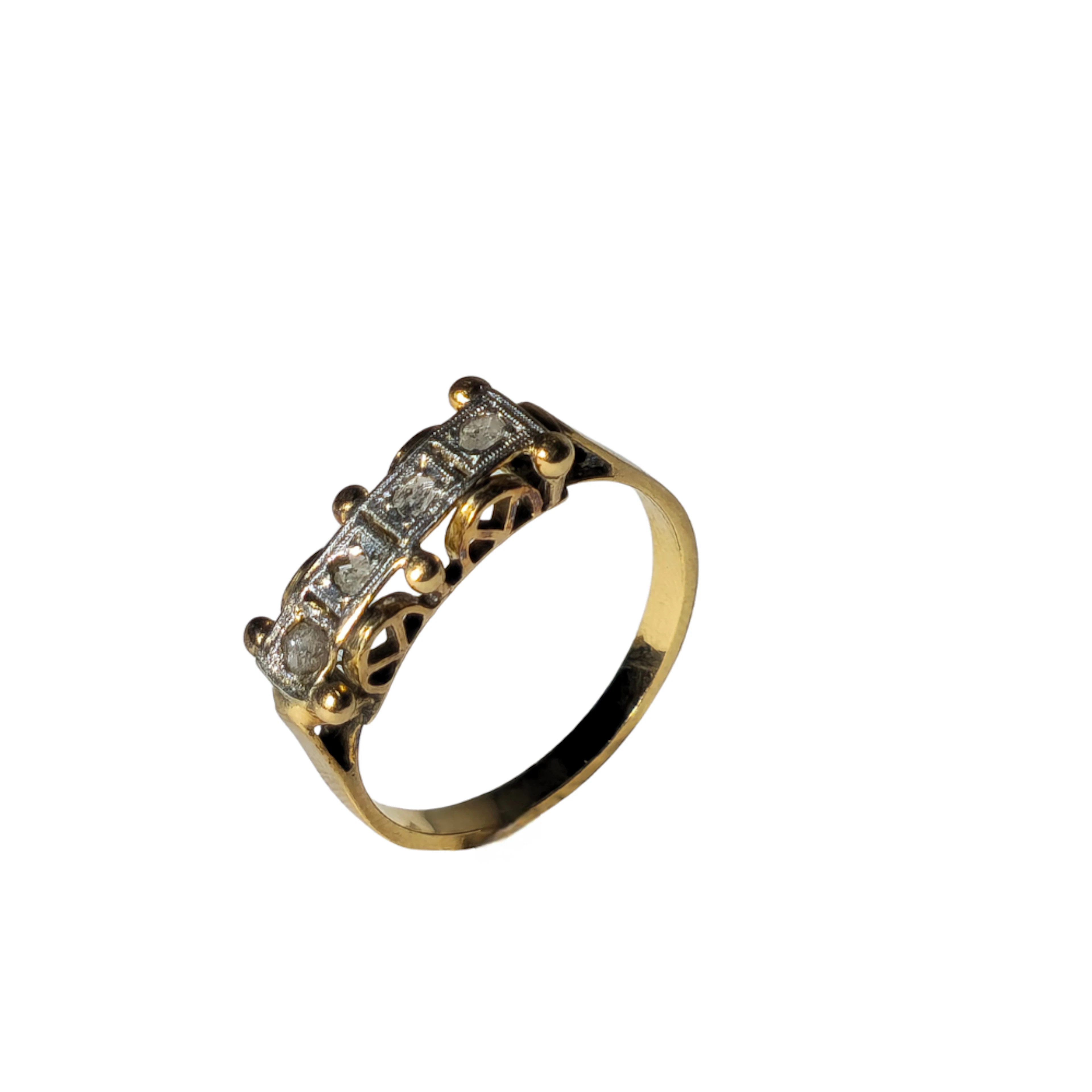 ANILLO EN ORO 18 QUILATES CON FRONTAL EN PLATINO Y PEQUEÑOS DIAMANTES