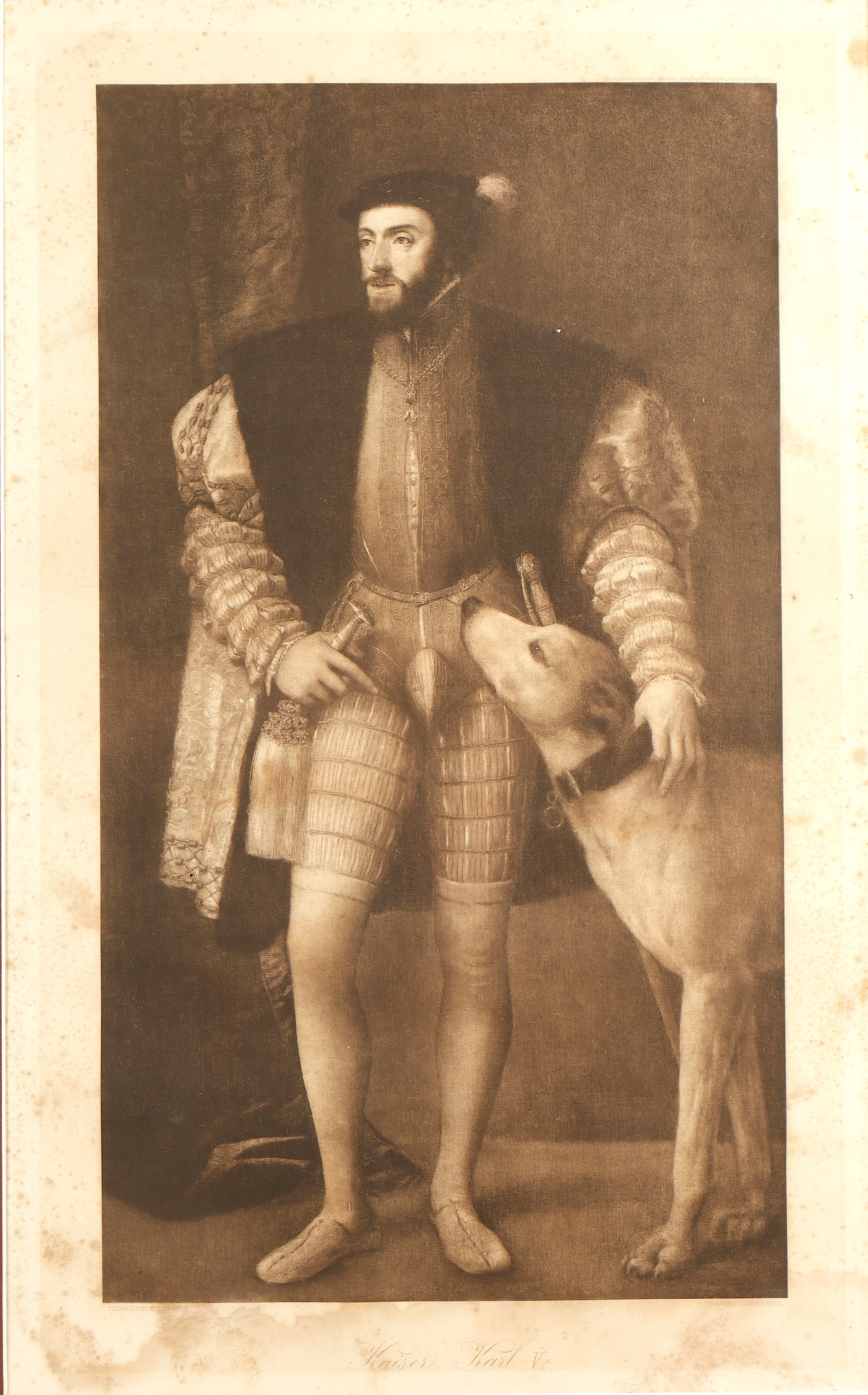 FRANZ HANFSTAENGL. El emperador Carlos Quinto con un perro.