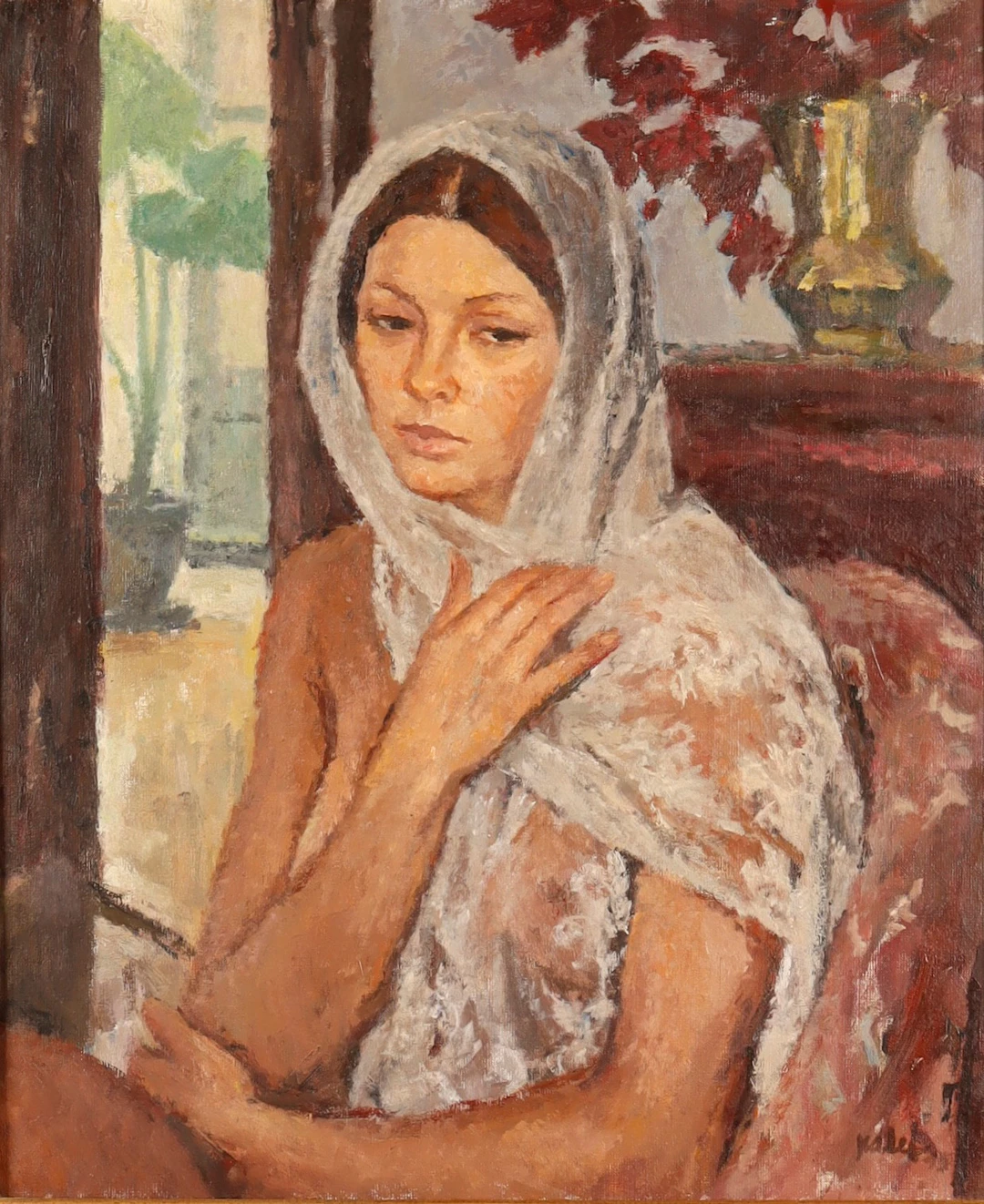 JOAN PALET. UNA JOVEN. ÓLEO SOBRE LIENZO.