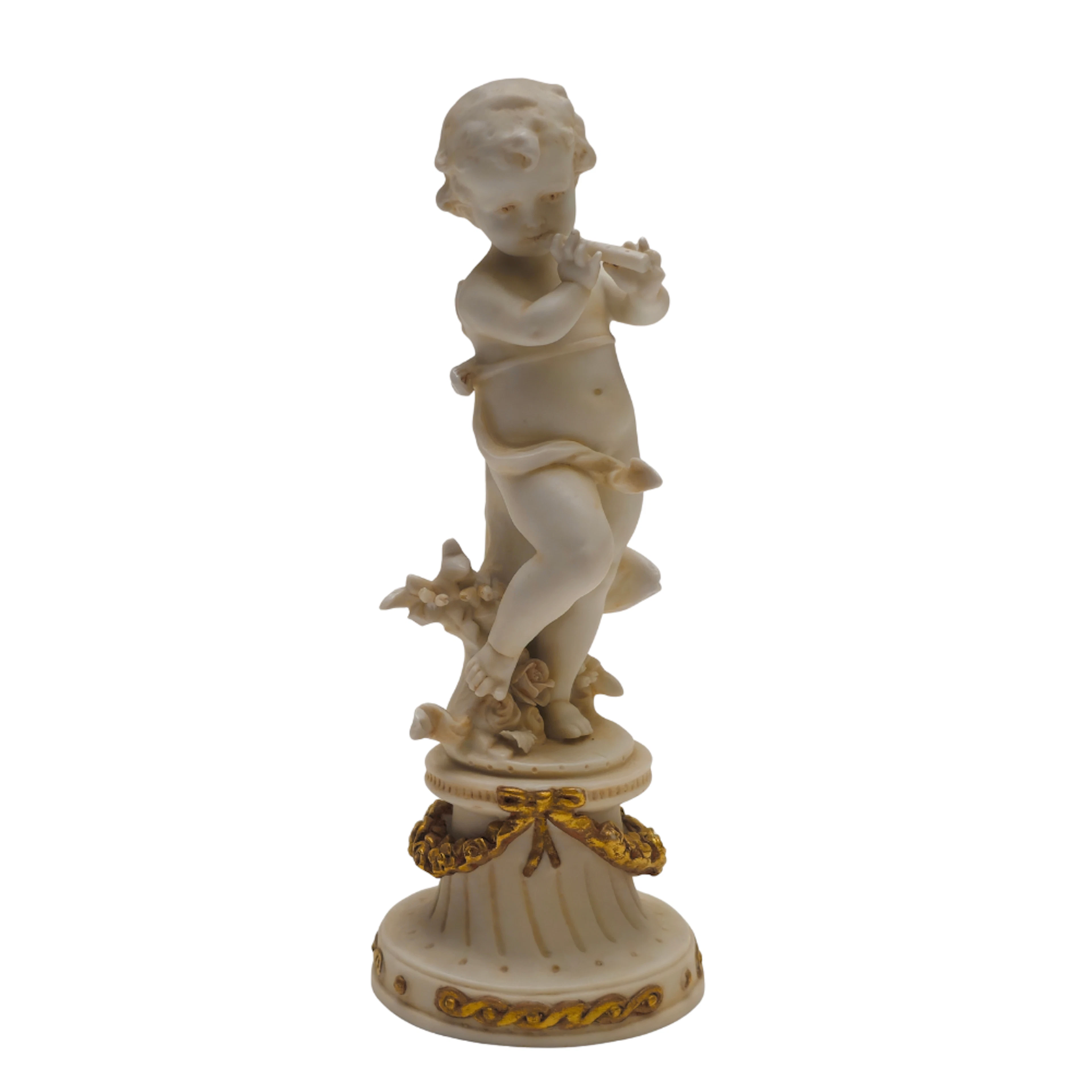 PUTTI CON FLAUTA. BISCUIT. ESCUELA ALEMANA DEL SIGLO XX.