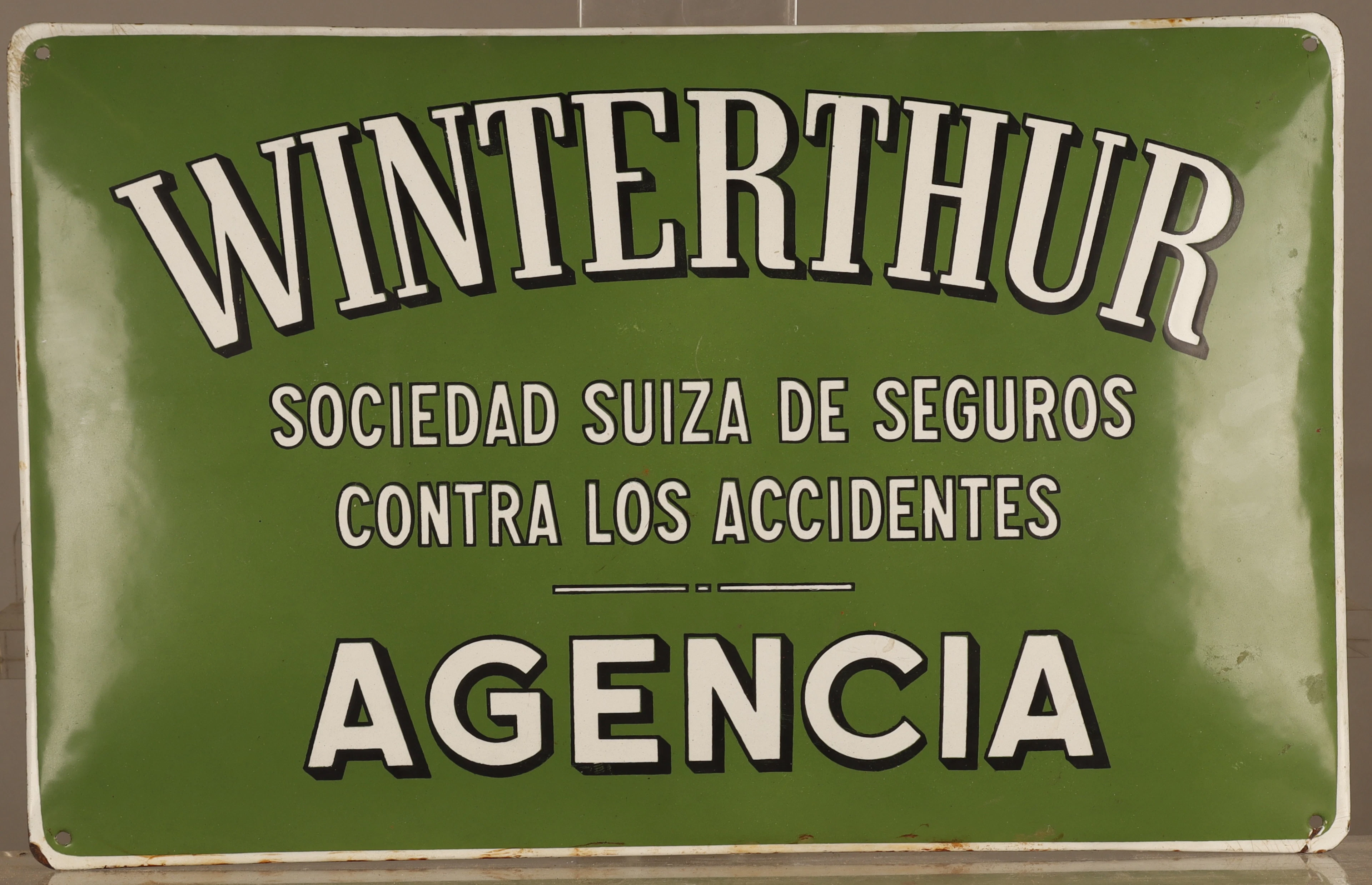 Winterthur, placa publicitaria en metal esmaltado.
