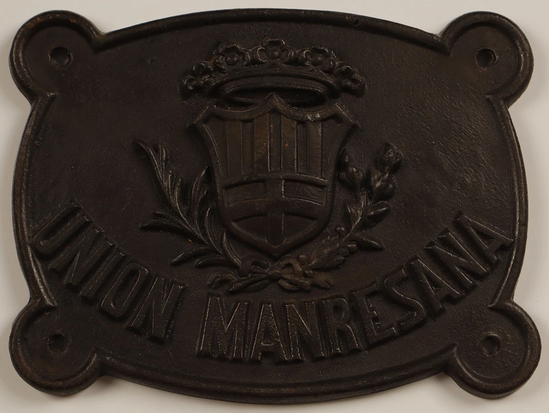Unión Manresana, placa publicitaria en hierro colado.
