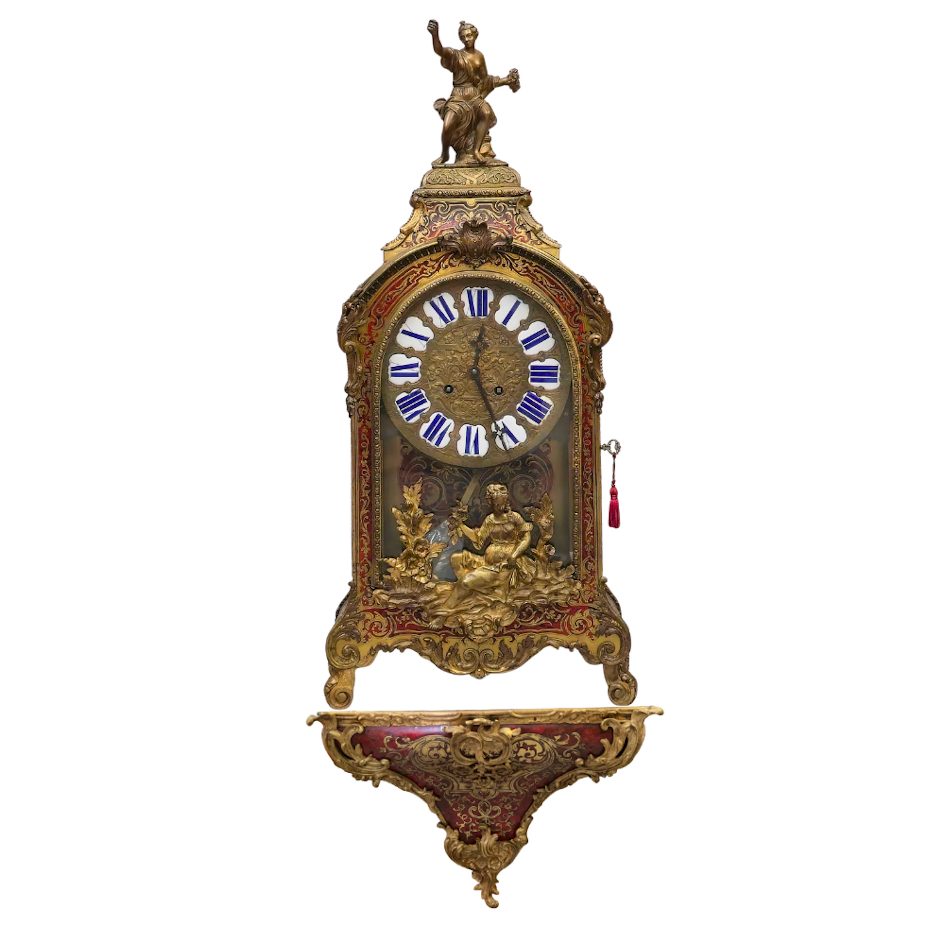 Reloj "cartel" de estilo Luis XV, con caja acristalada decorada con