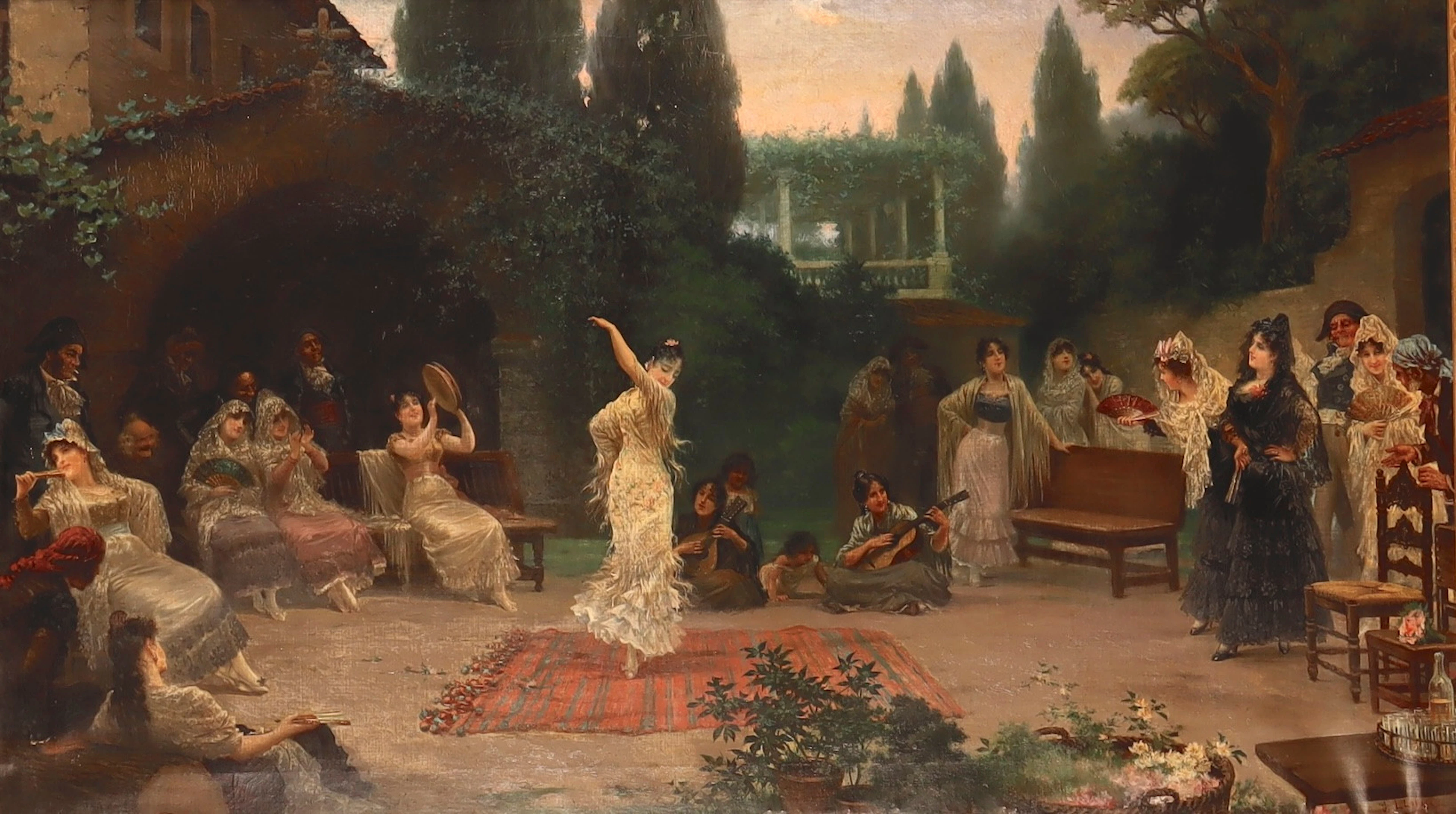 JOSEP LLOVERA I BOFILL (1846–1896). "Baile en un patio".