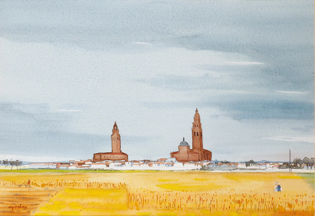 JOSÉ GODAY. Vista de Alaejos, Valladolid.