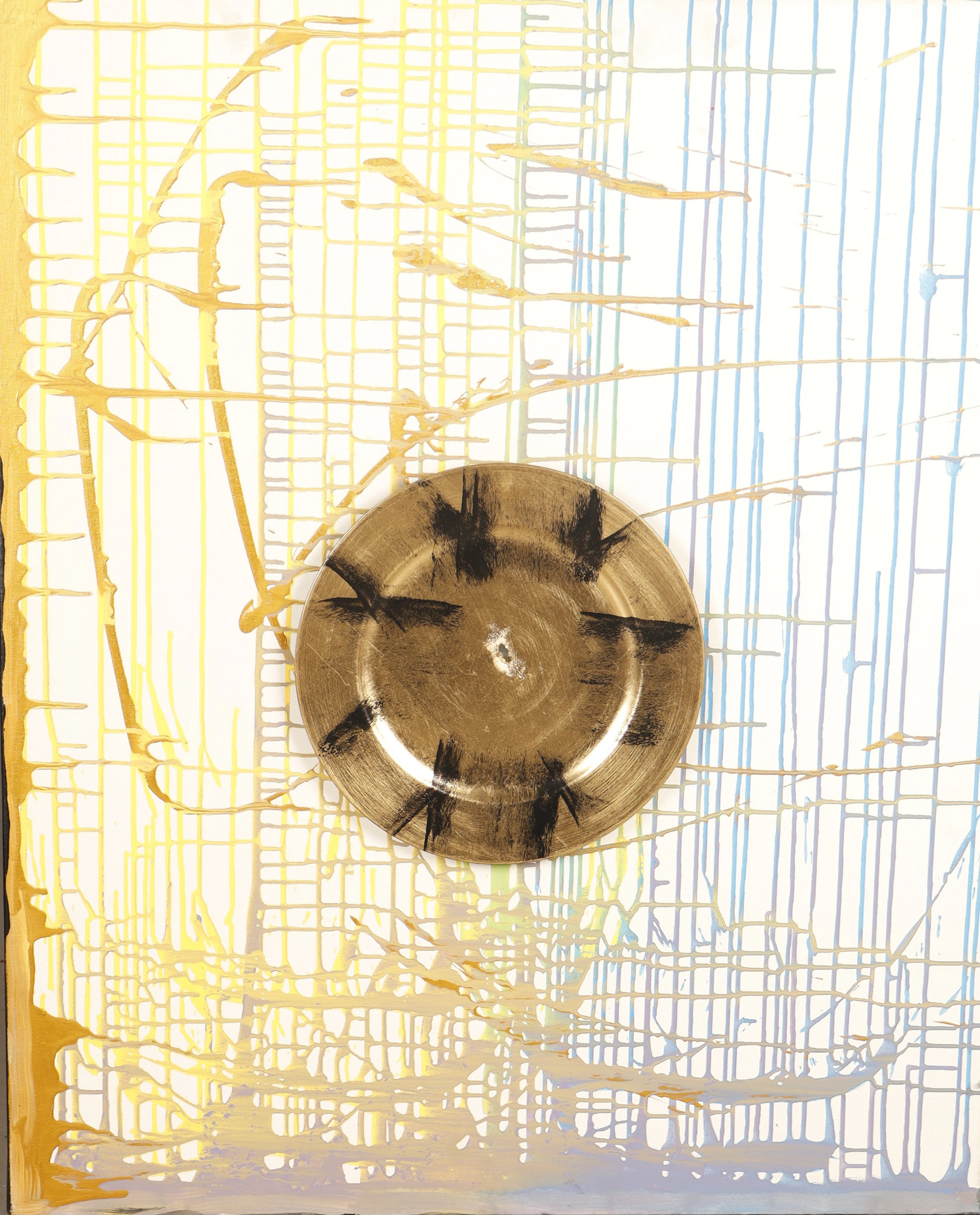 FRAN LOK. Composicion abstracta con plato. 1968.