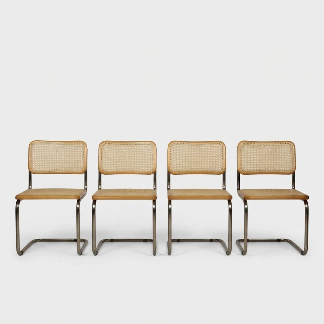 MARCEL BREUER (1902-1981). Cuatro sillas “Cesca B32” edición “Made in Italy”.