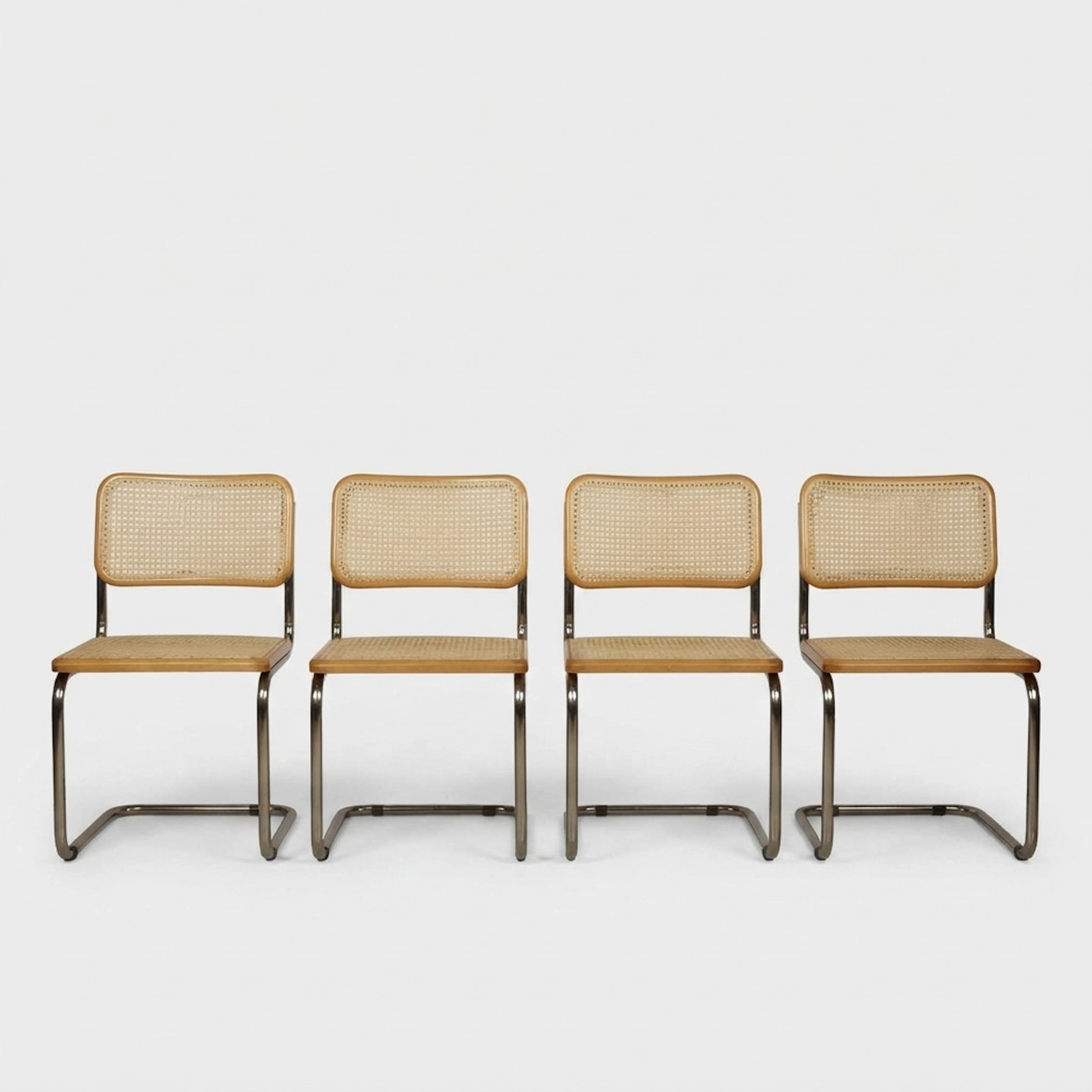MARCEL BREUER (1902-1981). Cuatro sillas “Cesca B32” edición “Made in Italy”.