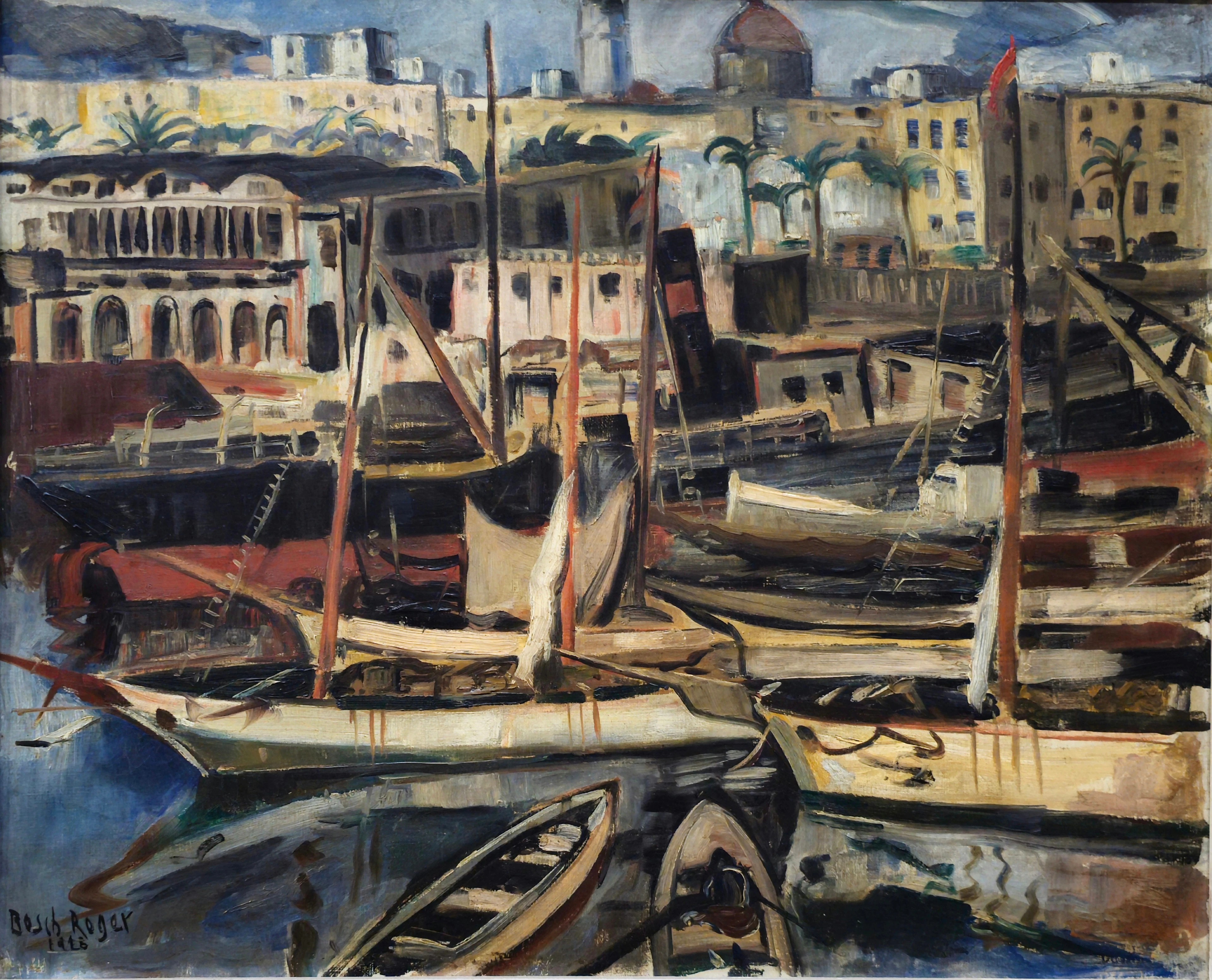 EMILI BOSCH ROGER (1894-1980). Vista del puerto de Barcelona.
