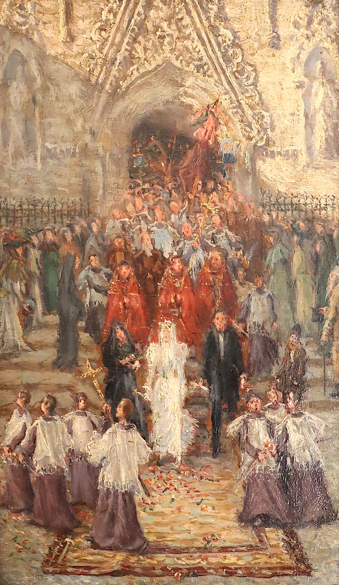 MIGUEL PRADILLA GONZÁLEZ (1884–1965). Salida de una boda.
